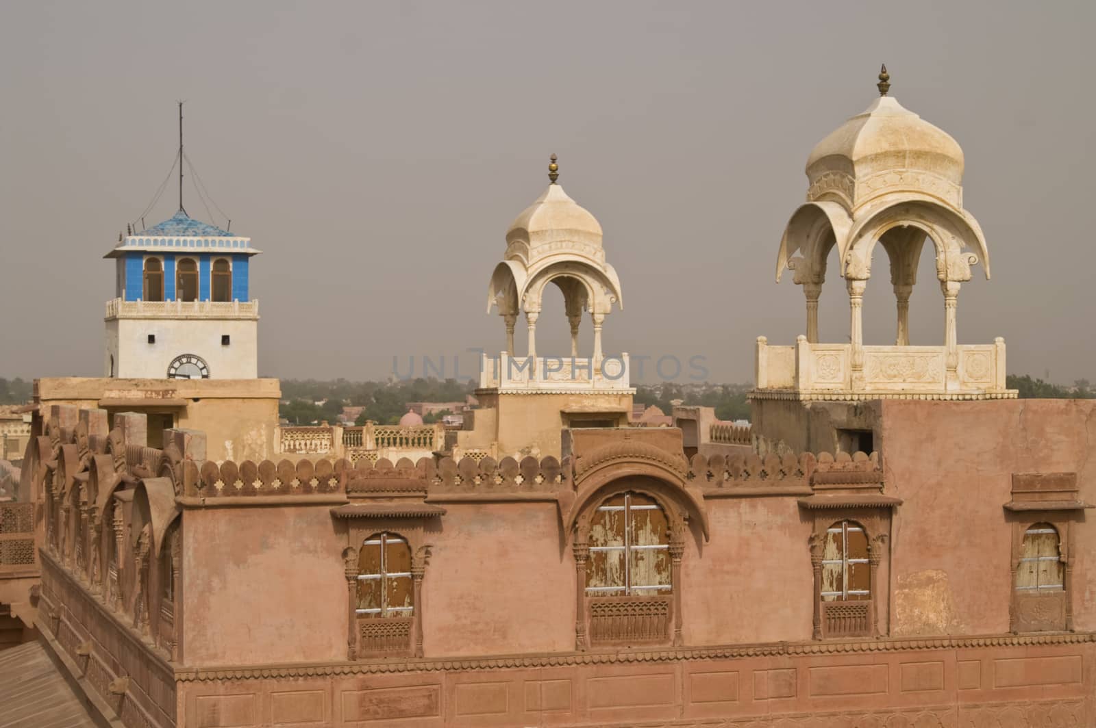 Palace buildings on the roof of Junagarh Fort Bikaner Rajasthan India