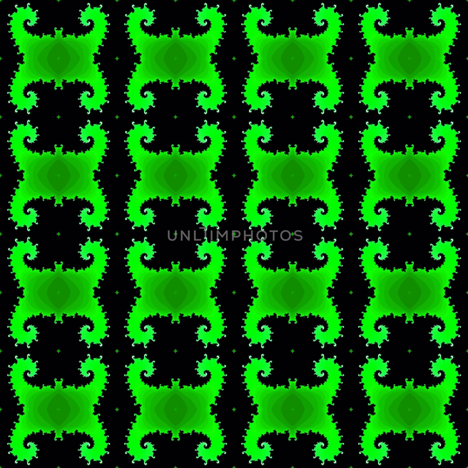 Digital computer graphic - seamless decorative ornament in a black - green colors for design.
