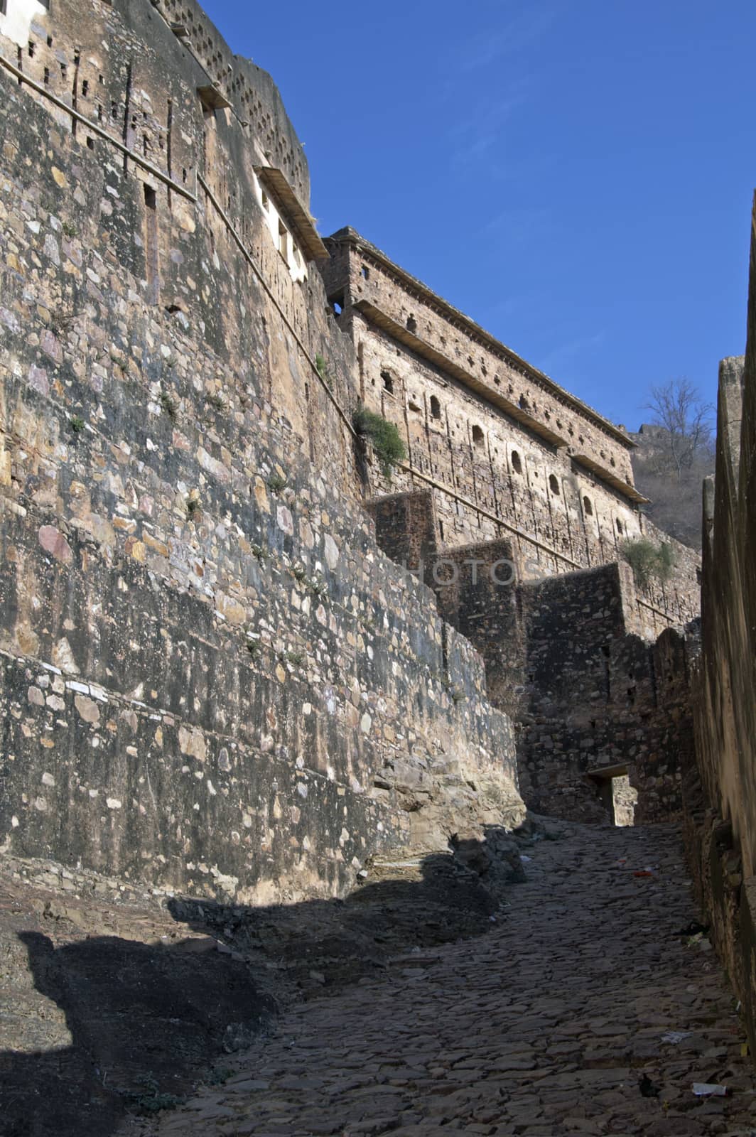 Ancient fortified wall of Bundi Fort, Rajasthan, India