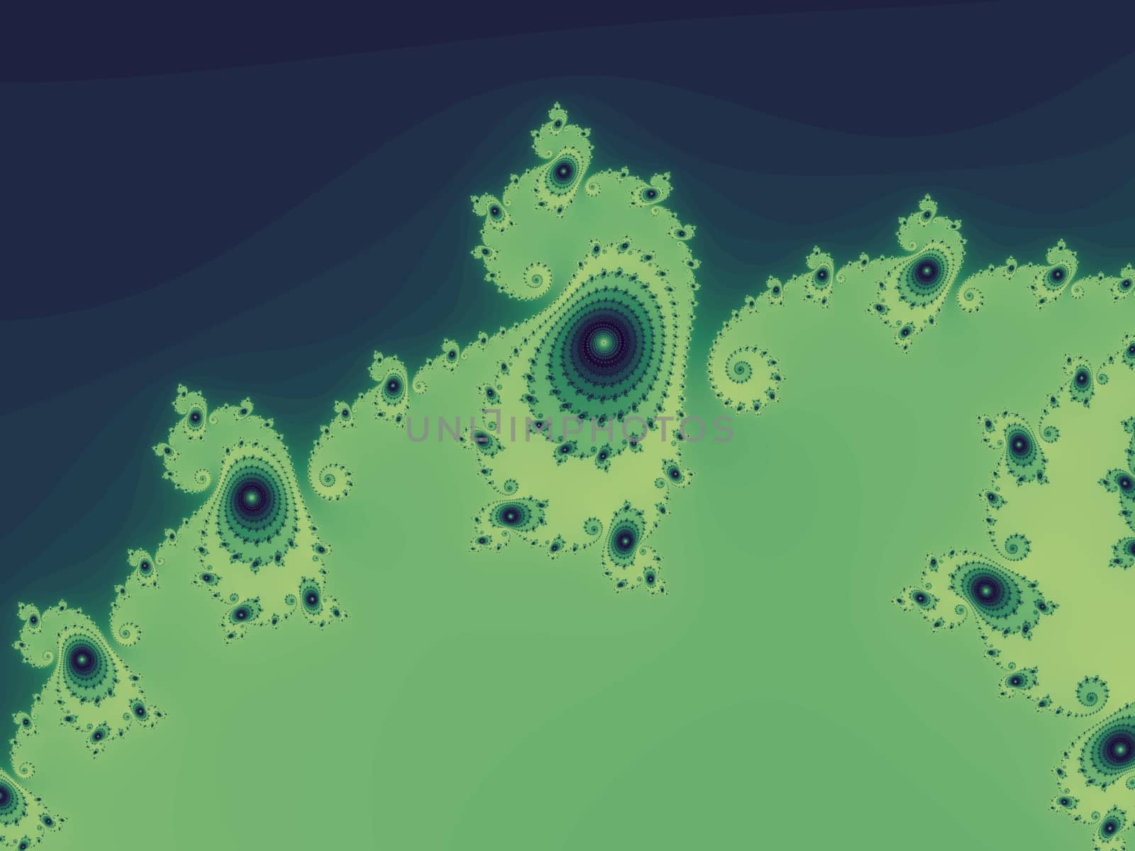 Digital computer graphic - rendering. Patterned fractal background with spiral for design.