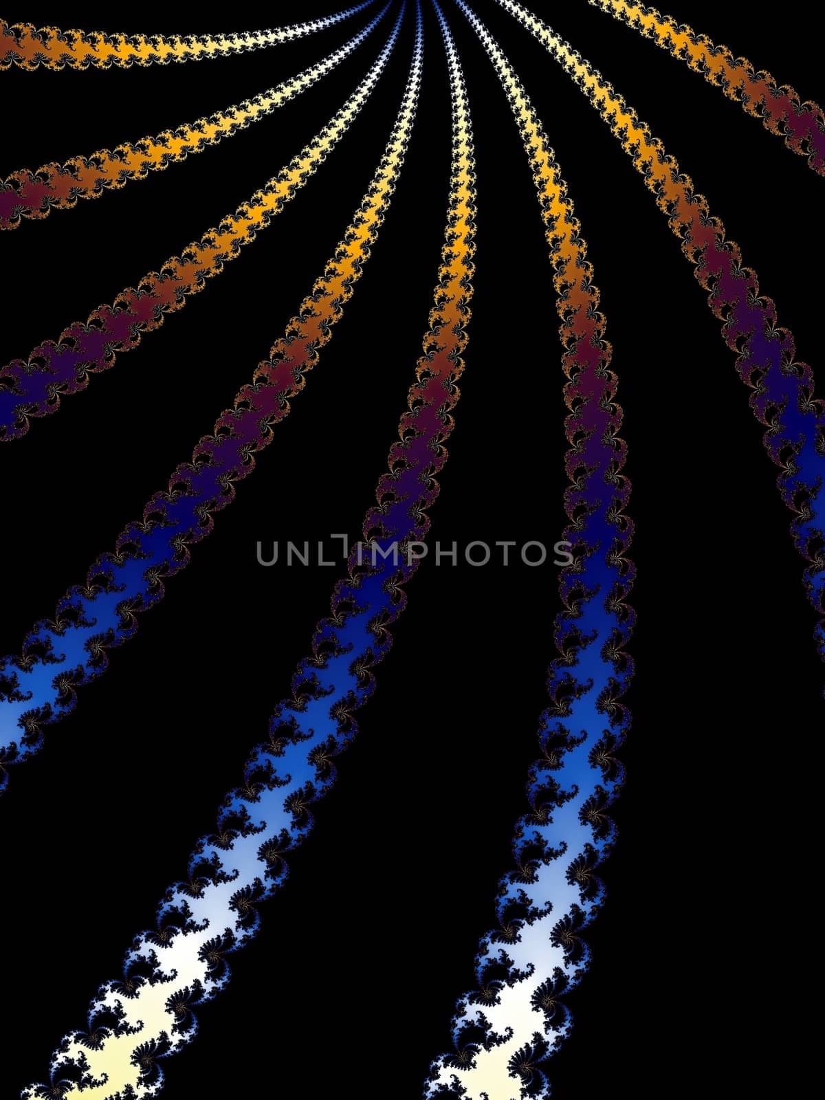 Digital computer graphic - rendering. Patterned fractal background with spiral for design.