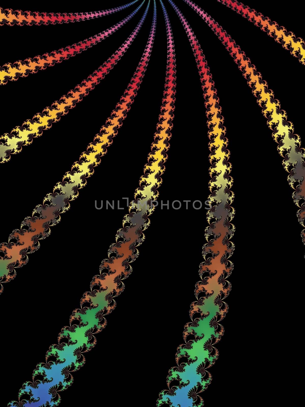 Digital computer graphic - rendering. Patterned fractal background with spiral for design.