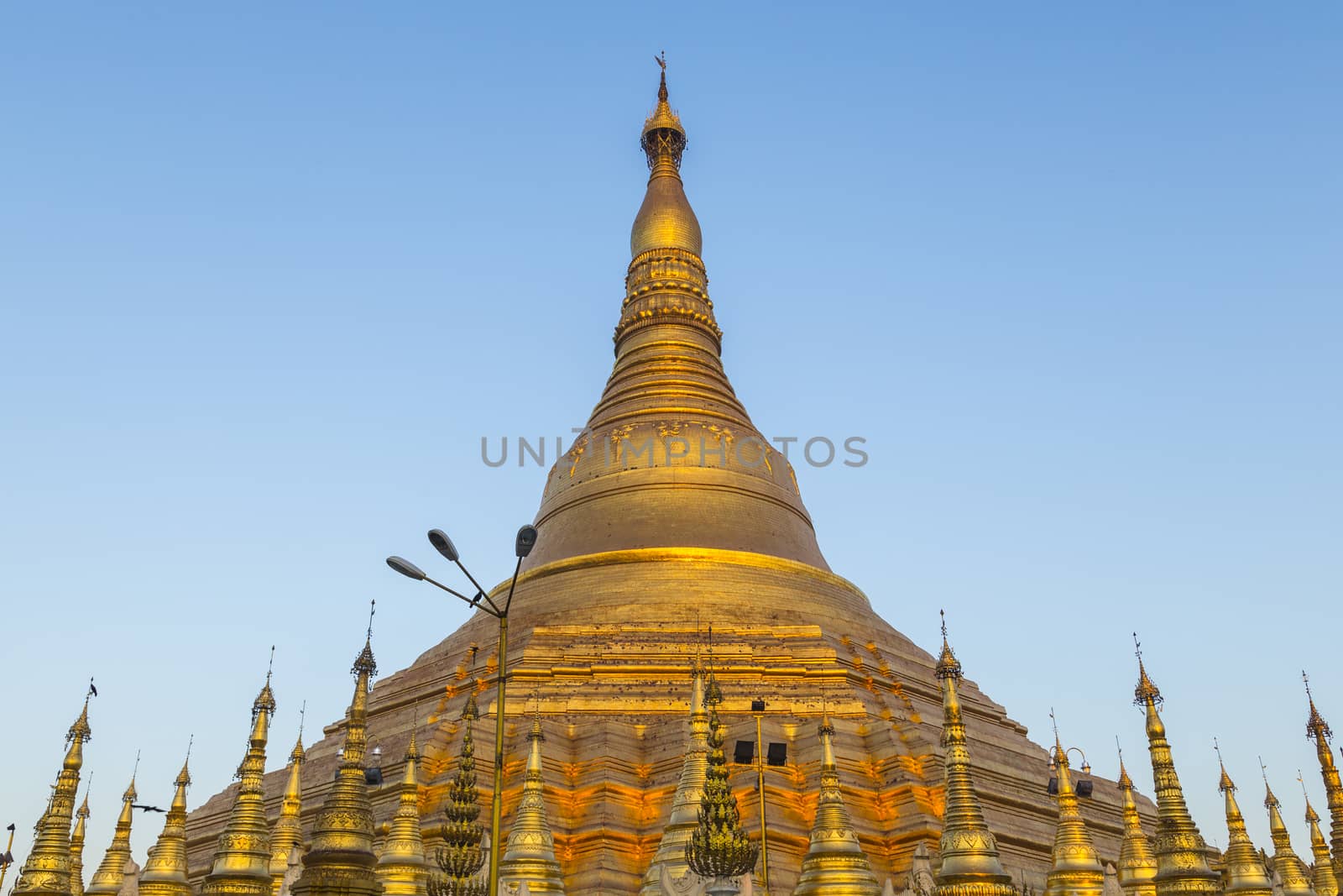 Shwedagon pagoda with blue sky. Yangon. Myanmar or Burma. by 2nix