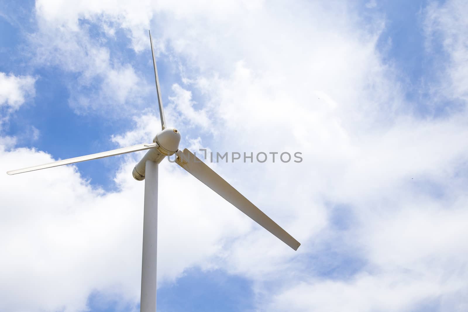 wind turbine with blue sky