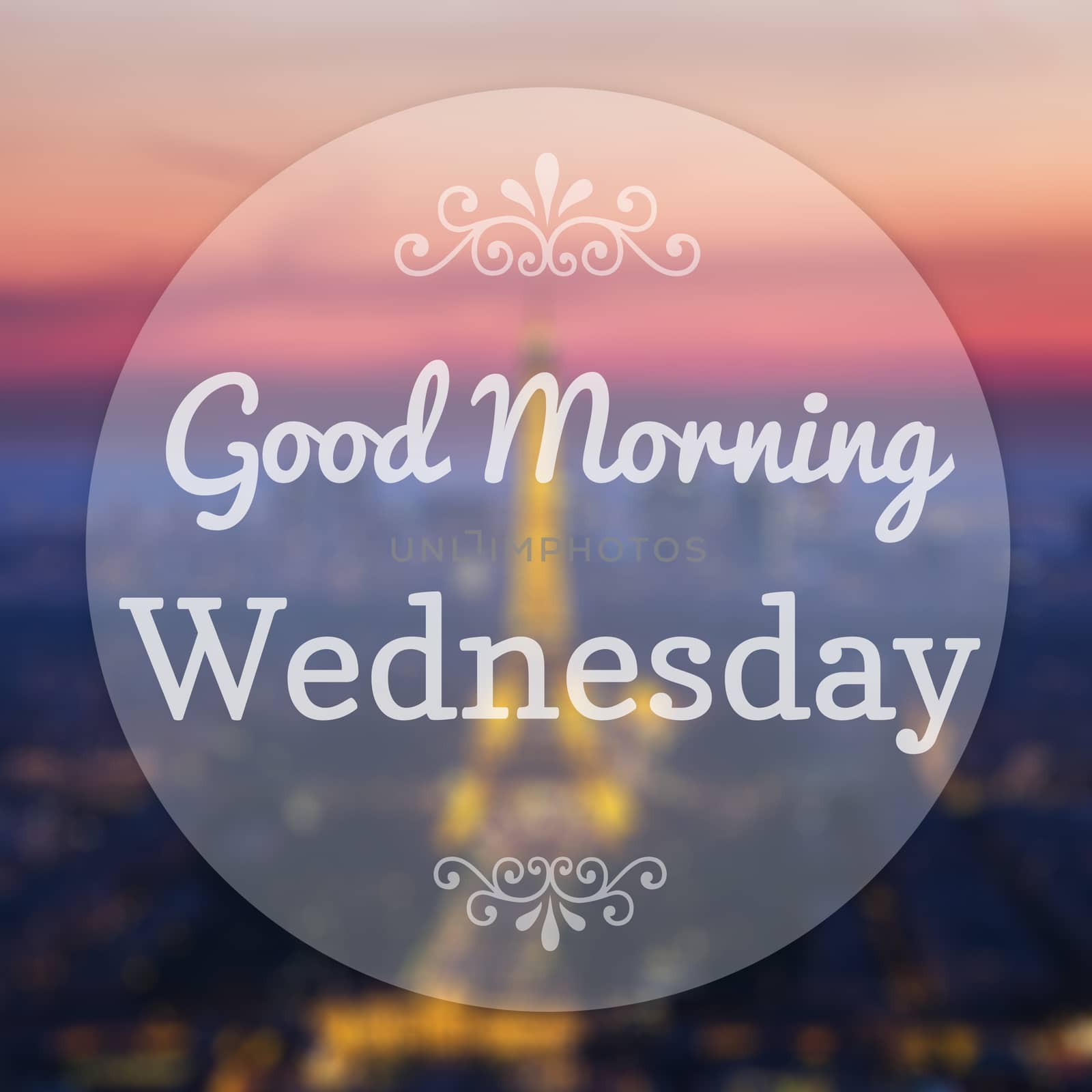 Good Morning Wednesday on Eiffle Paris blur background by 2nix