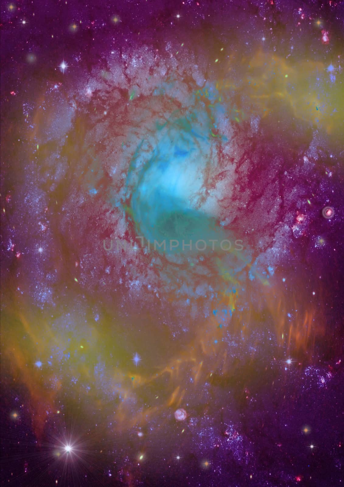 Stars and spiral galaxy in a free space. "Elements of this image furnished by NASA".