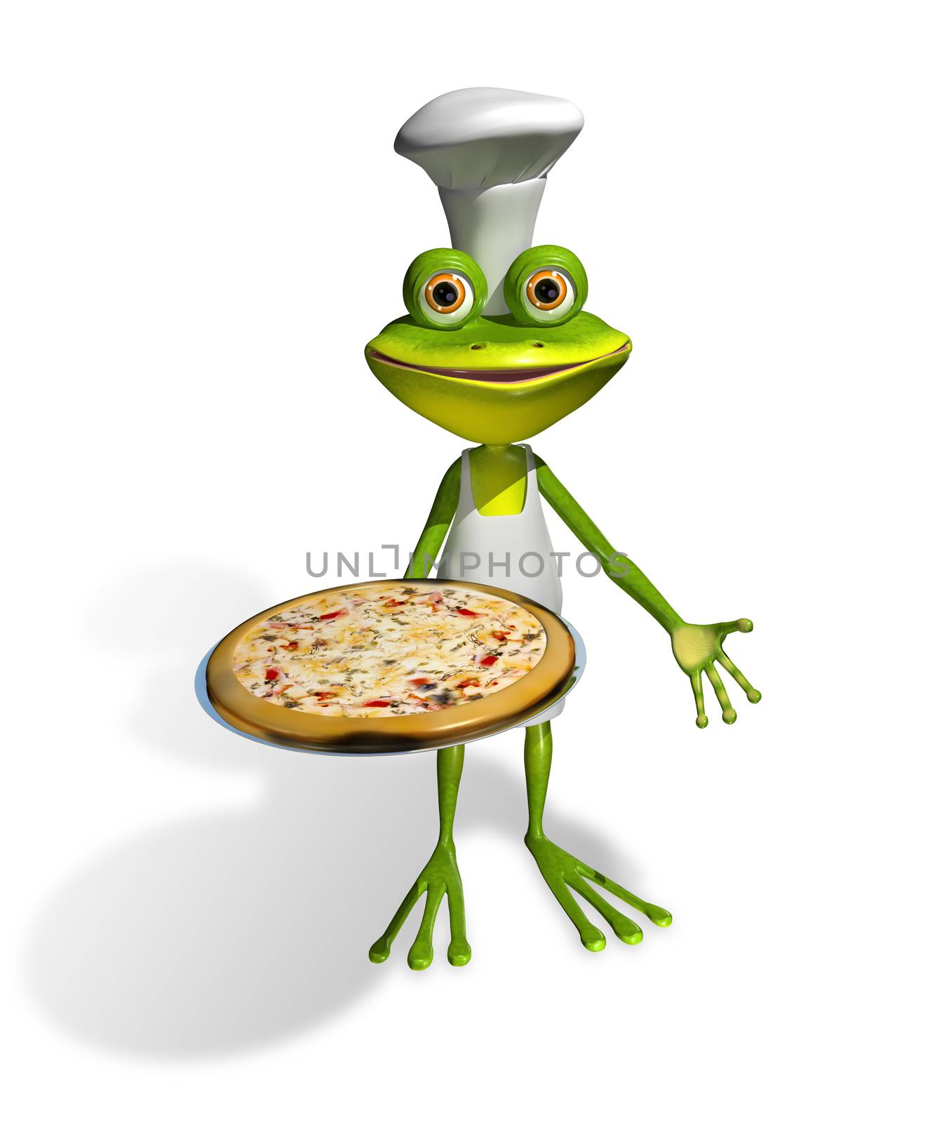 frog chef with pizza by brux