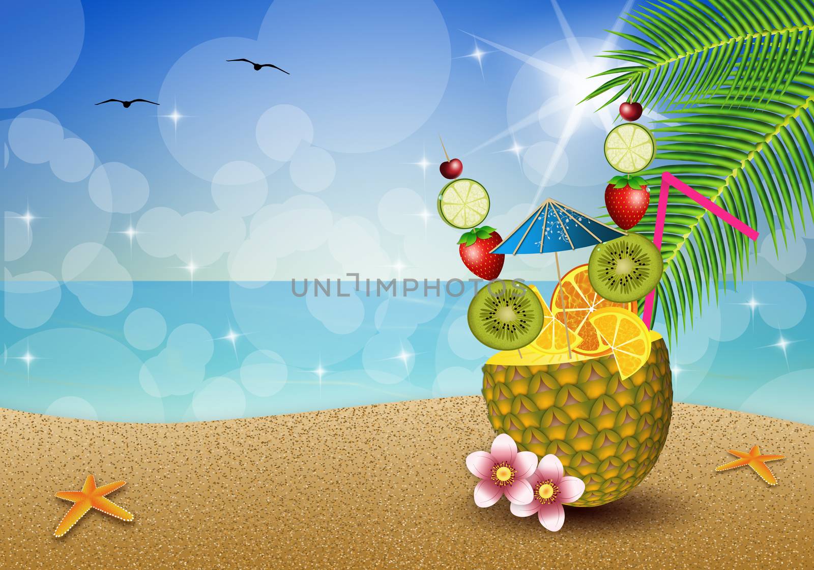 Pineapple on the beach by sognolucido