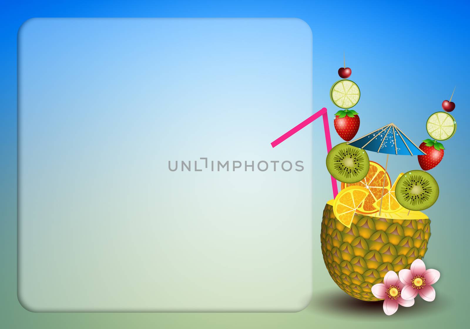 illustration of Drink fruits in pineapple