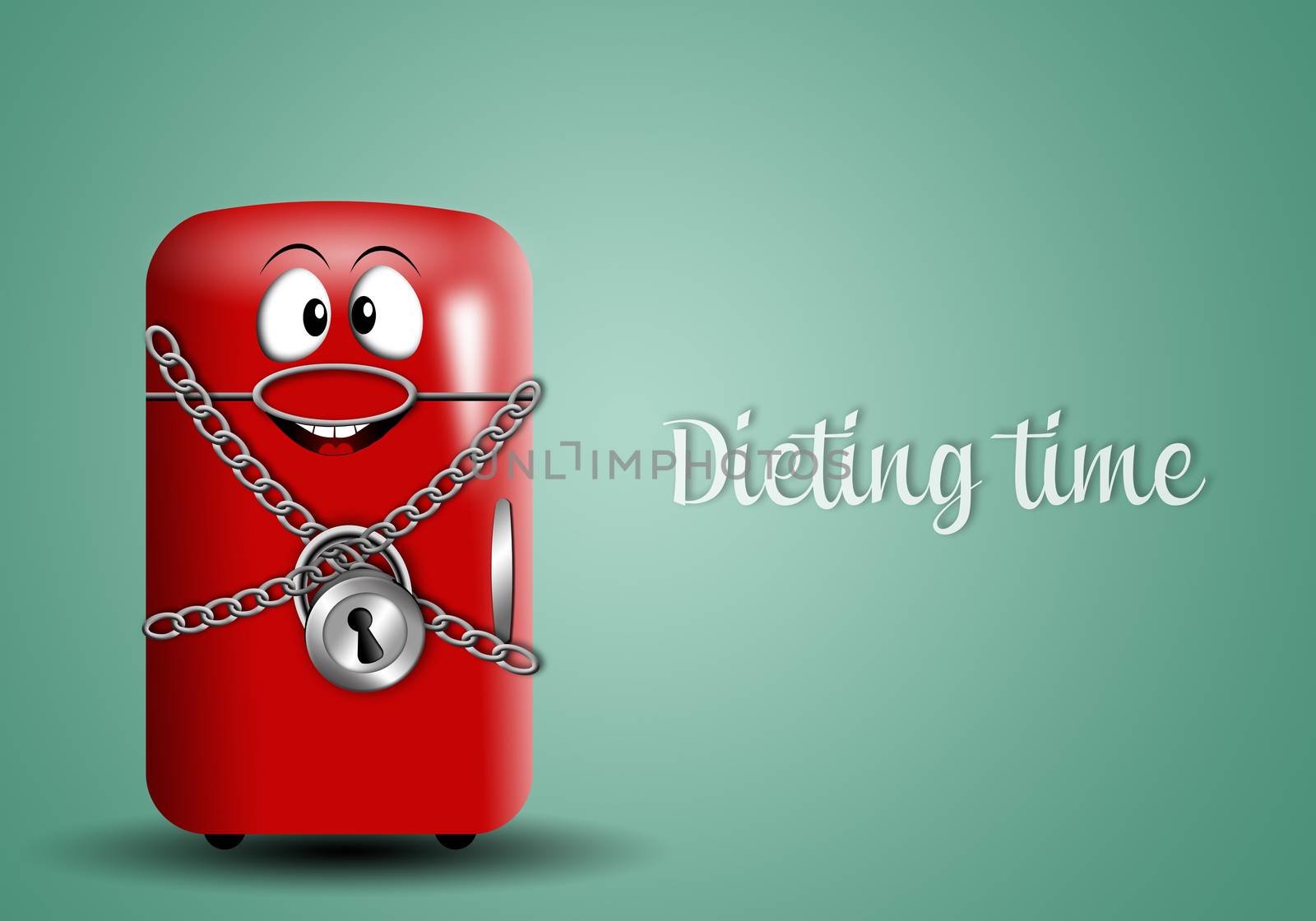 illustration of funny fridge for Dieting time