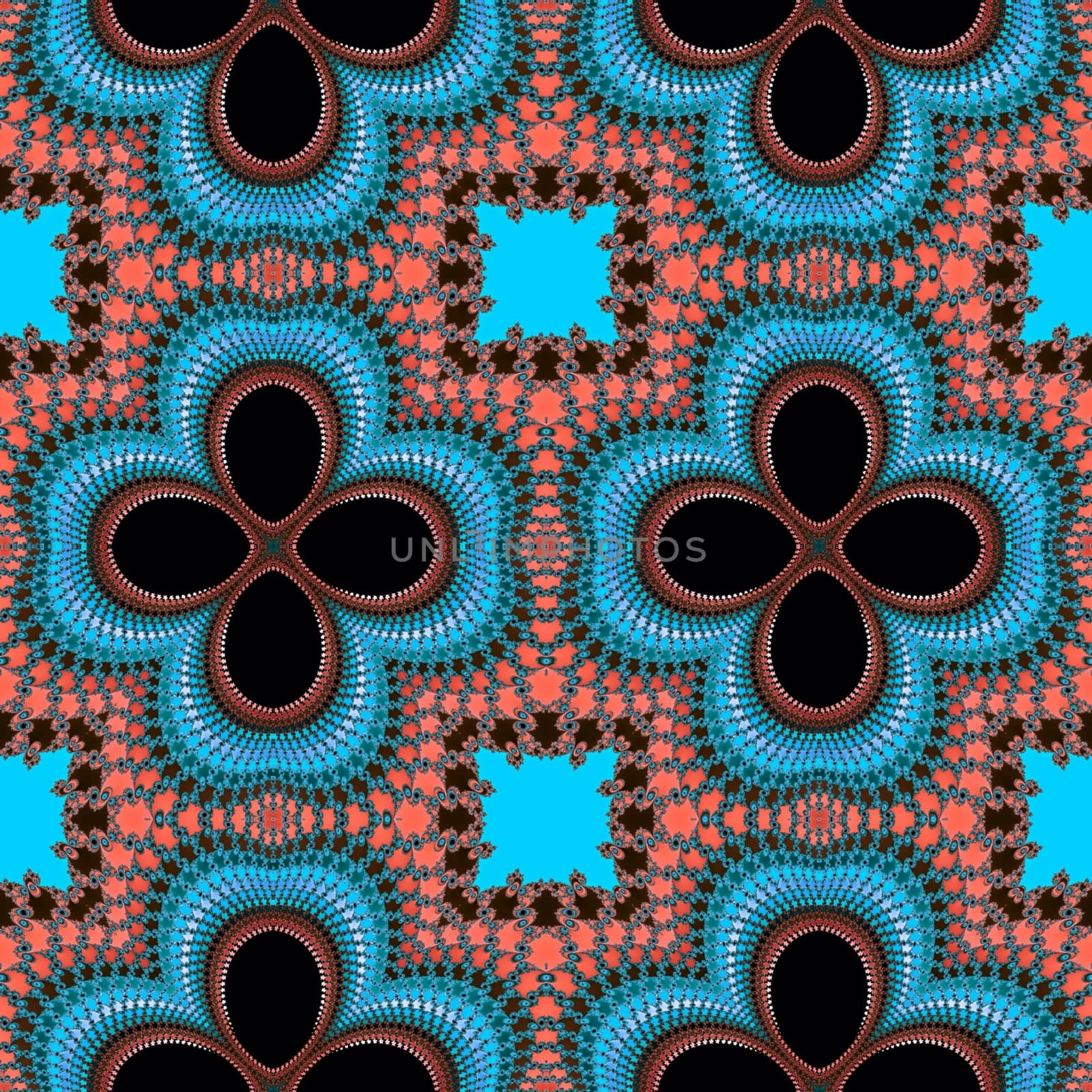 Digital computer graphic - decorative seamless ornament in a blue colors for design.