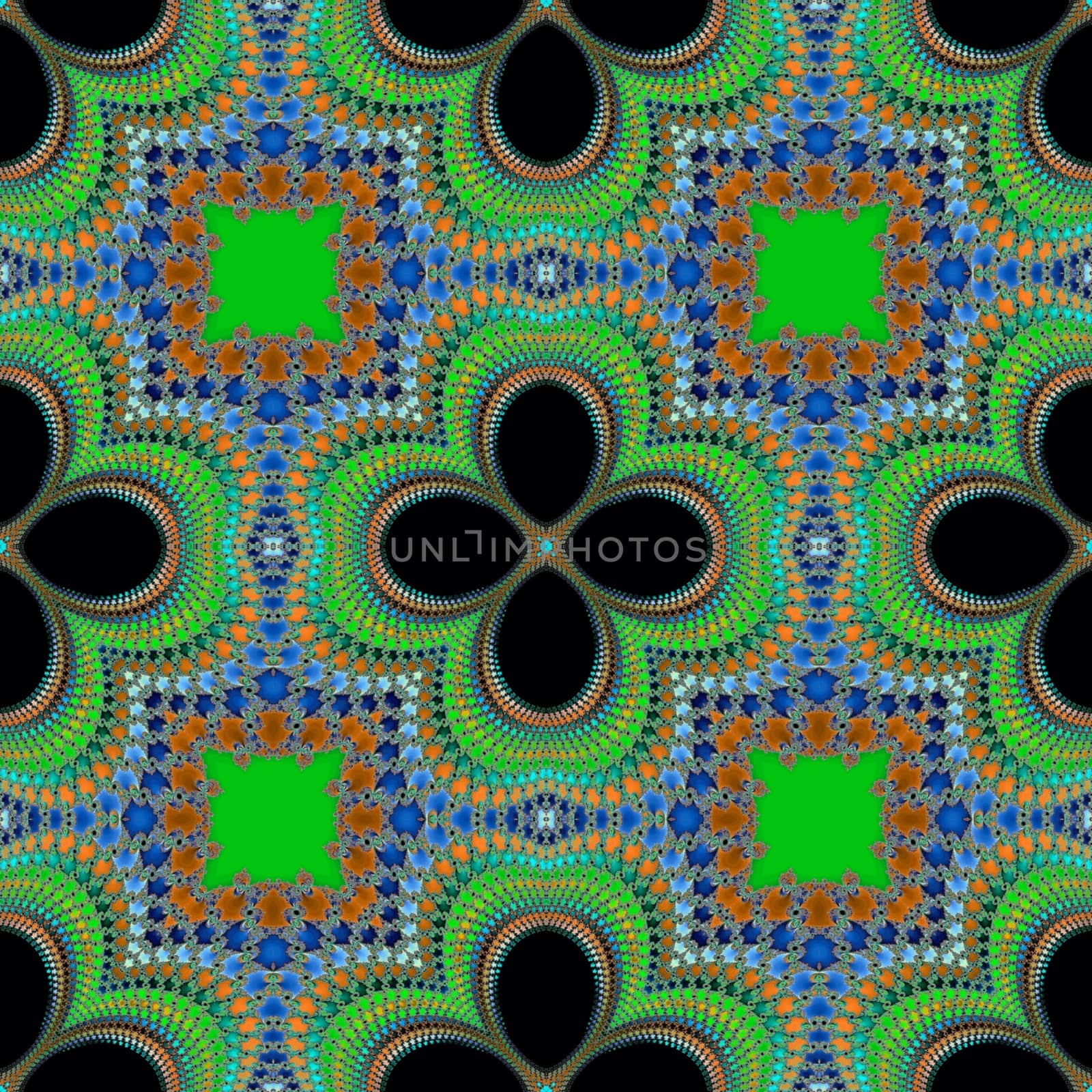 Digital computer graphic - decorative seamless ornament in a green colors for design.