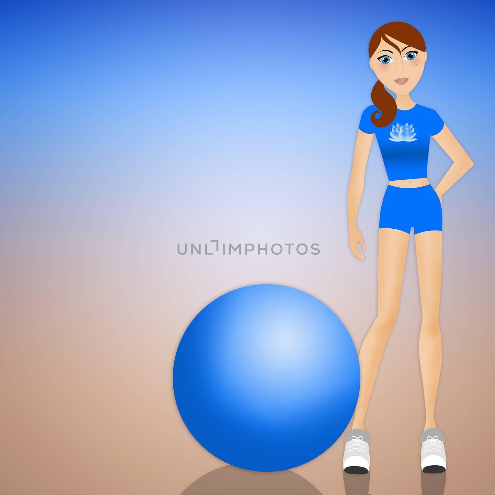 woman doing fitness with ball by sognolucido