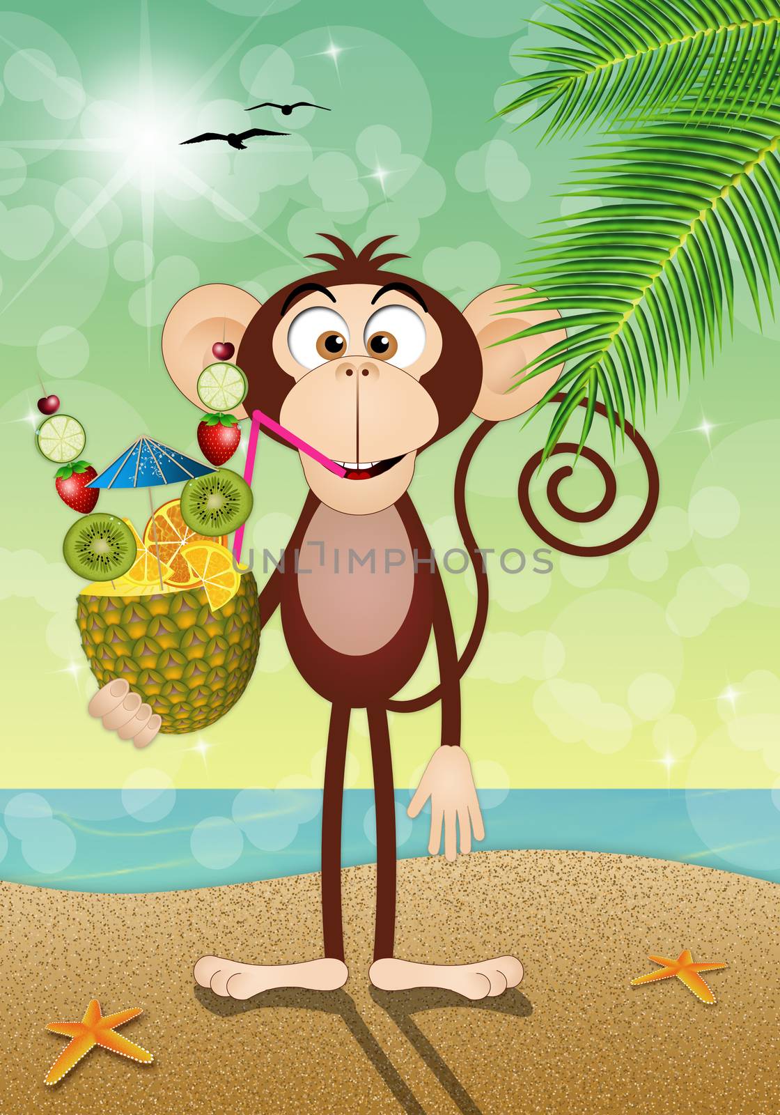 Monkey with pineapple by sognolucido