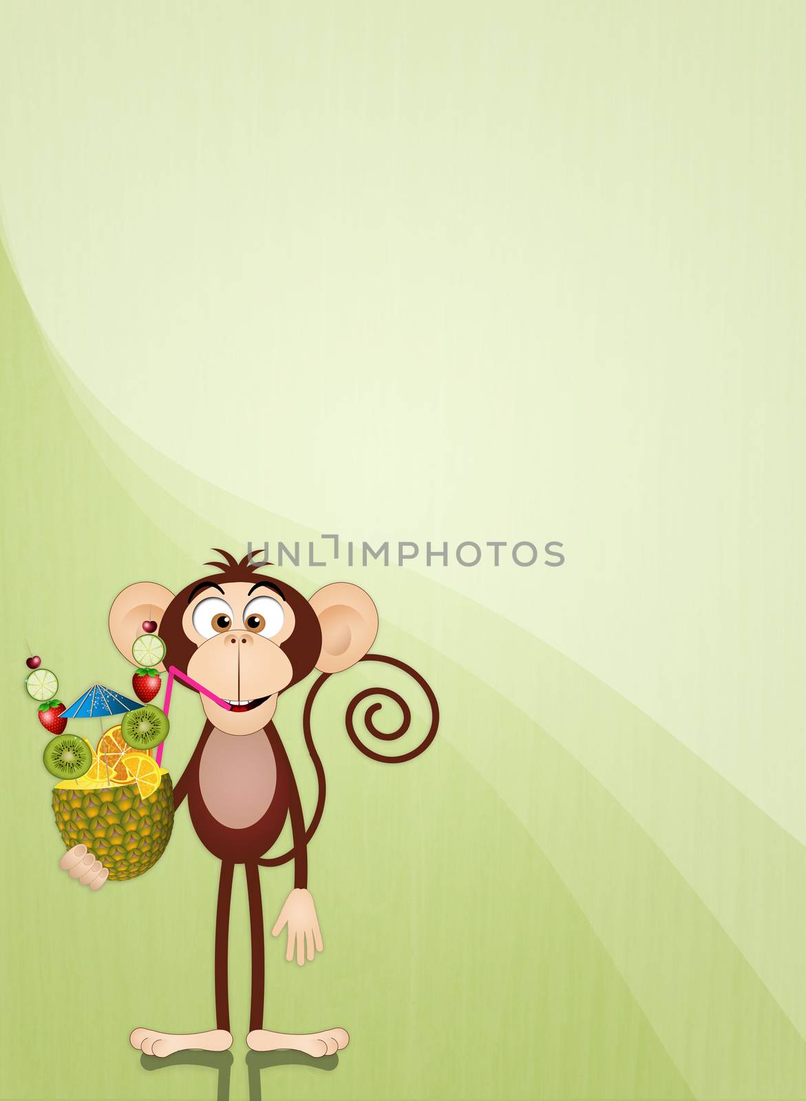 Monkey with pineapple background by sognolucido