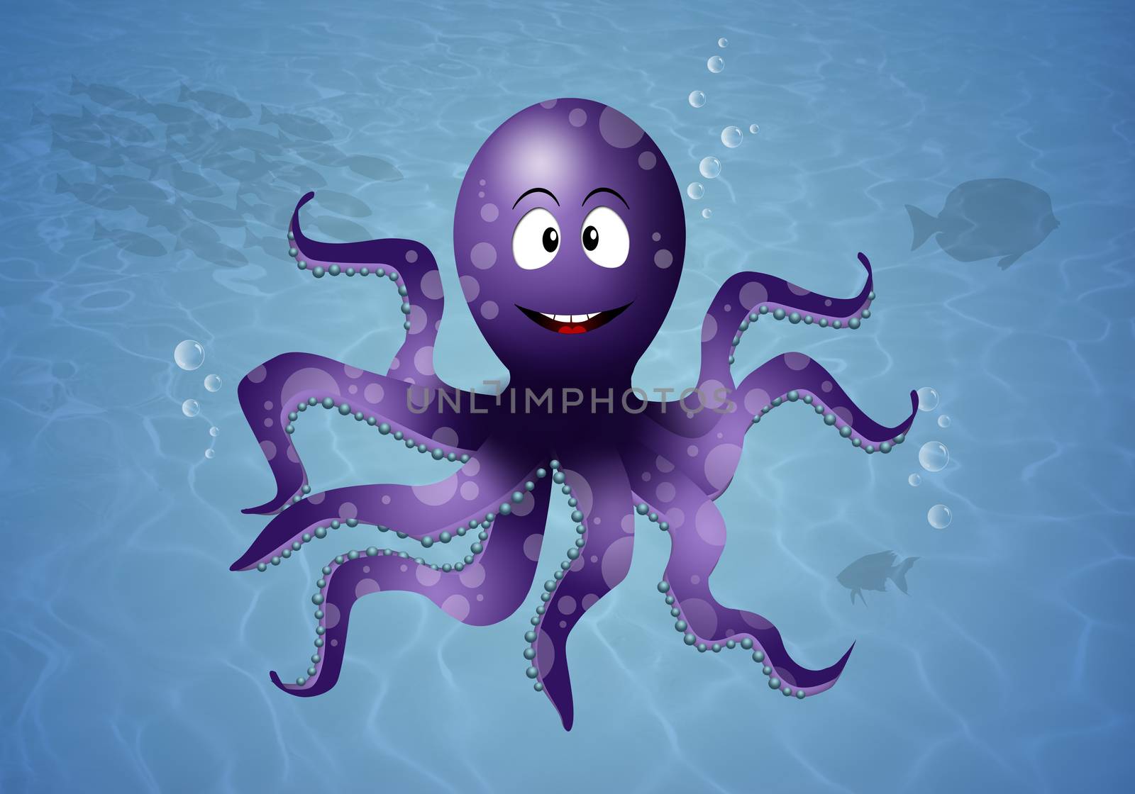 illustration of a Funny octopus in the sea