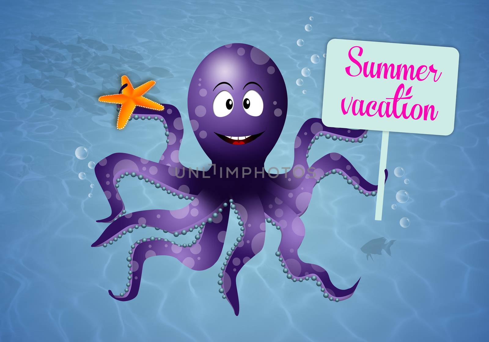 Octopus on summer vacation by sognolucido