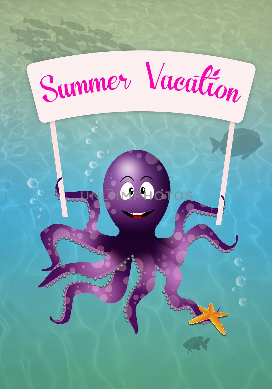 Octopus on summer vacation by sognolucido