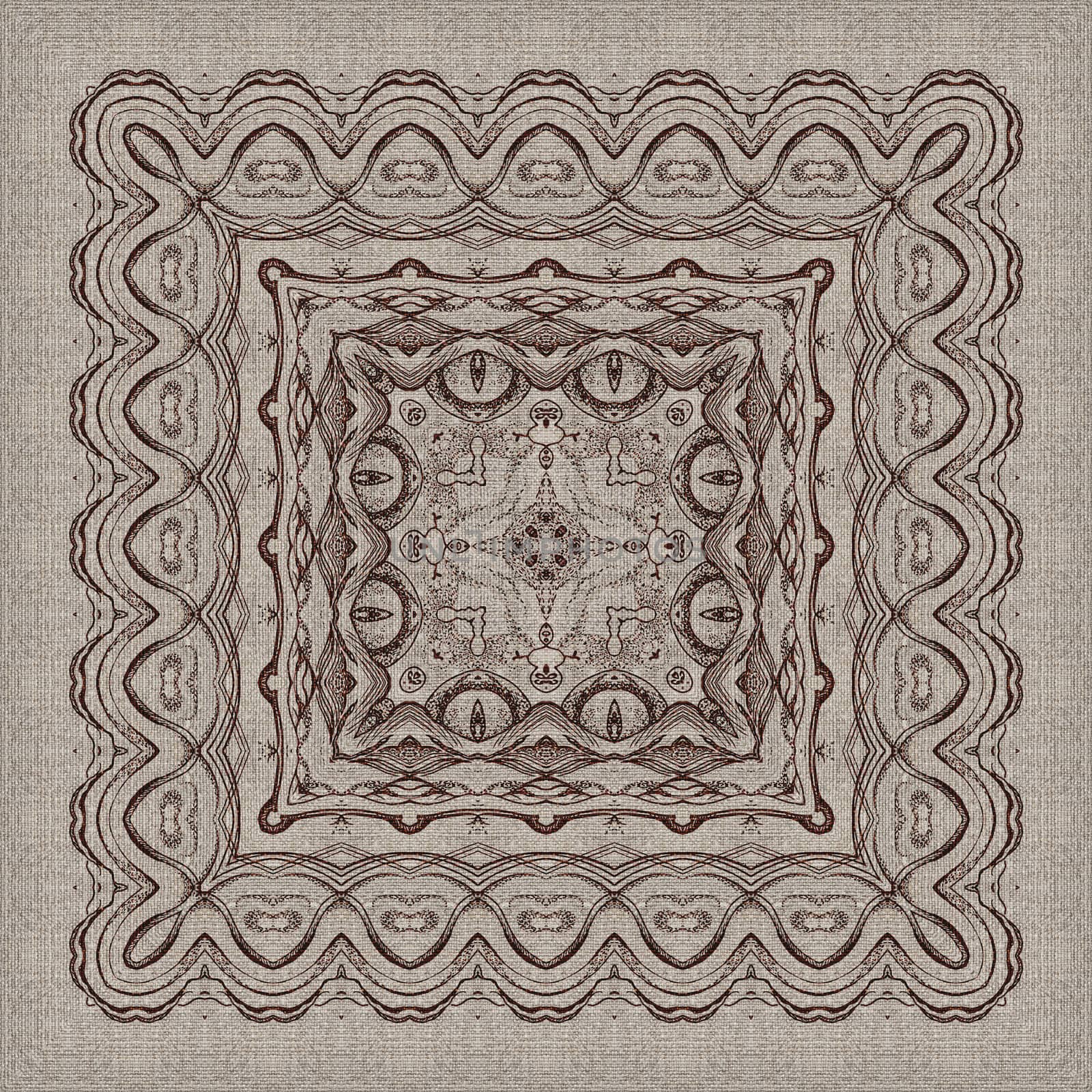 Seamless artistic background, abstract graphic pattern on vintage linen canvas