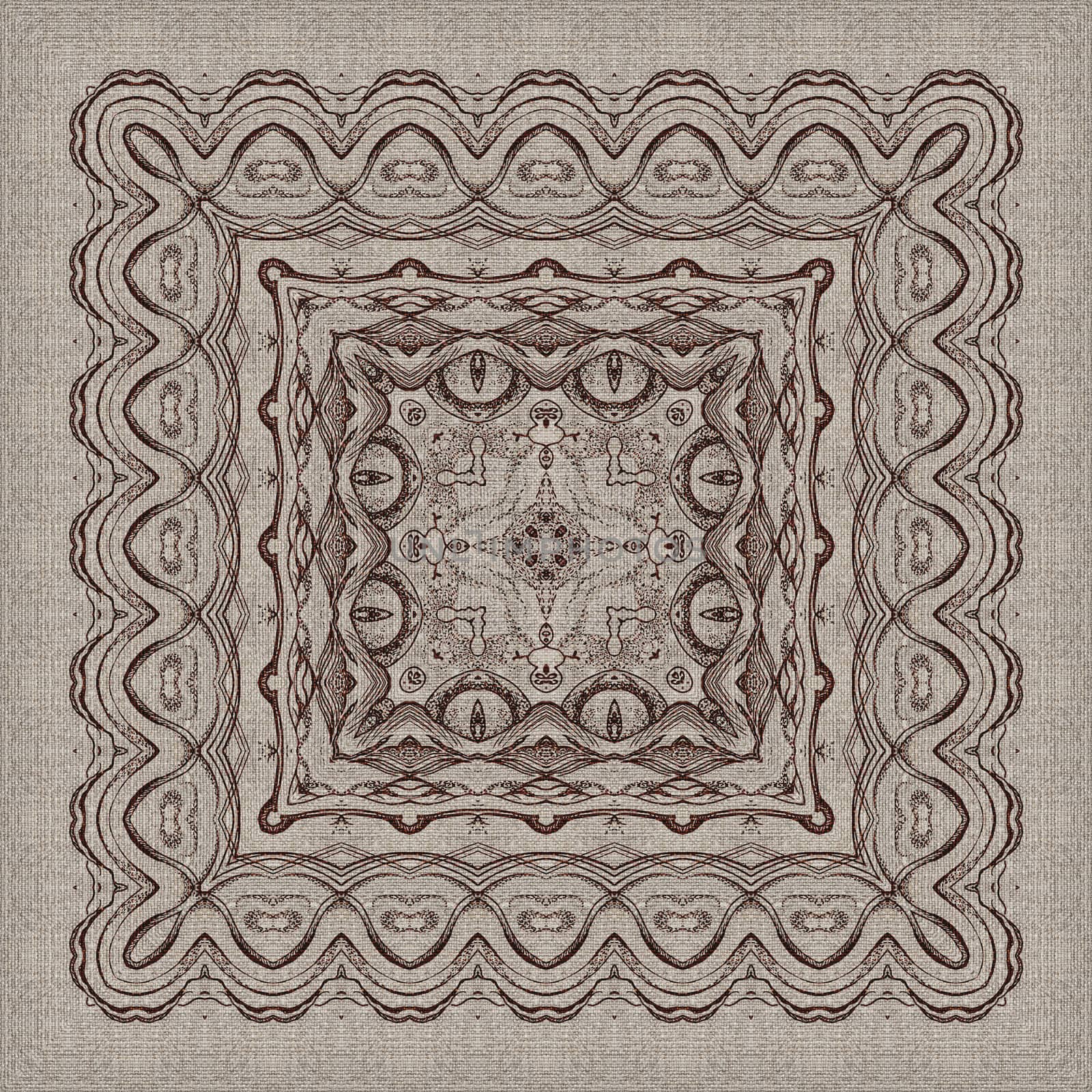 Seamless artistic background, abstract graphic pattern on vintage linen canvas