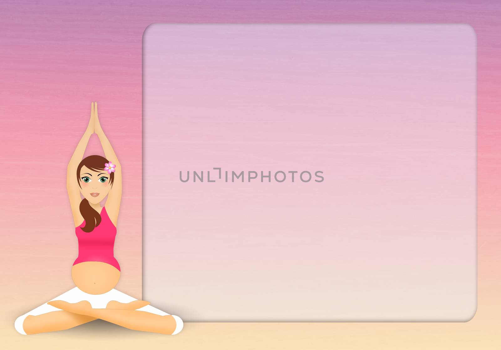 illustration of Pregnant woman in yoga meditation