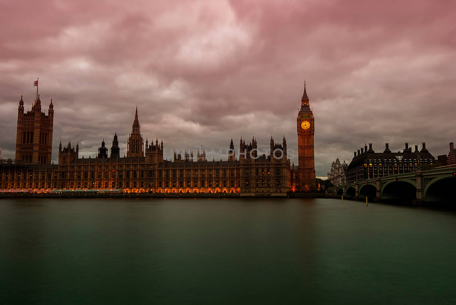 Big Ben and Houses of parliament at dusk, London, UK