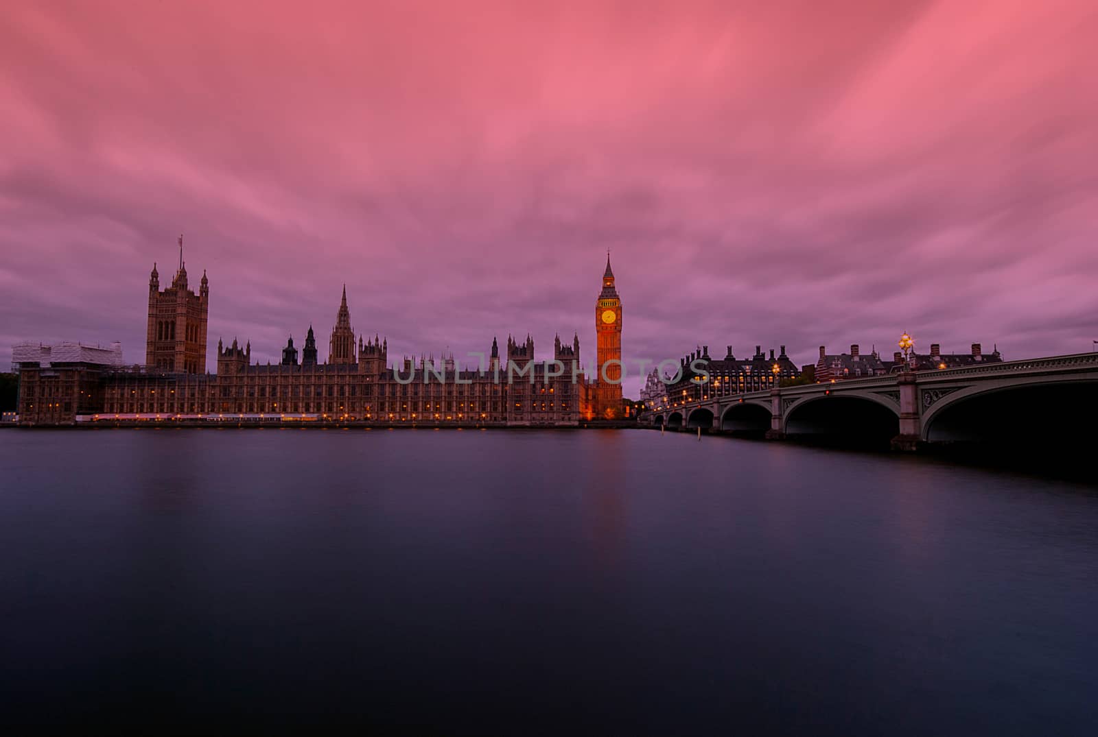 Big Ben and Houses of parliament at dusk, London, UK