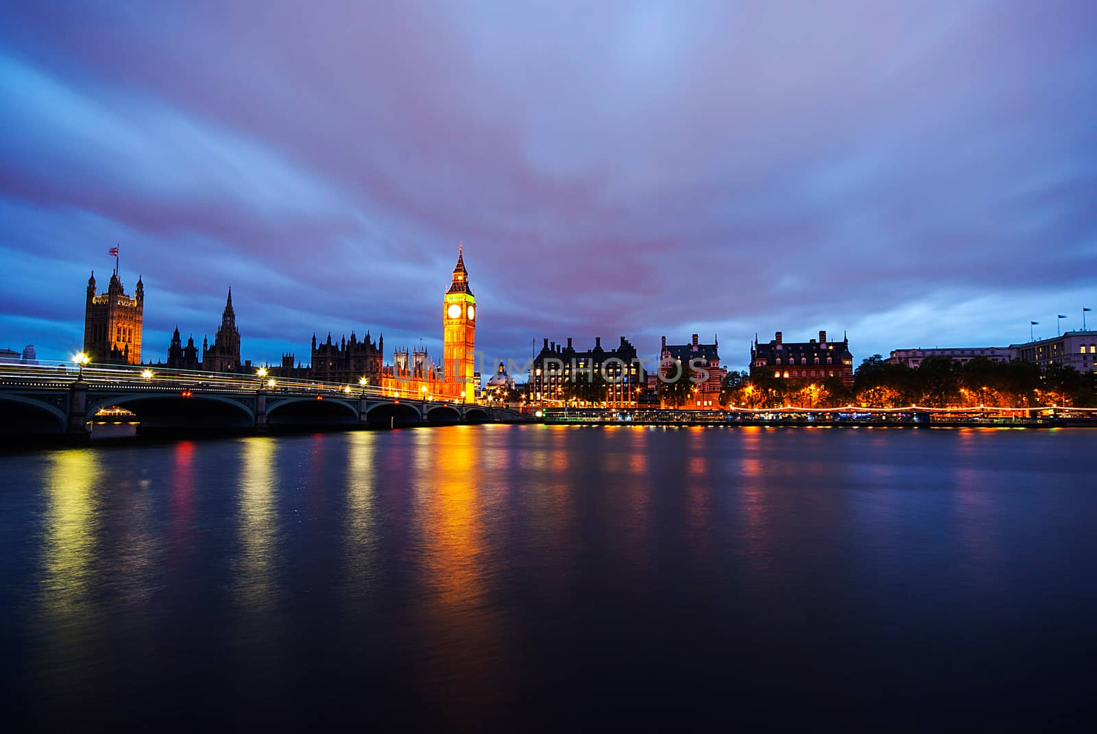 Big Ben and Houses of parliament at dusk, London, UK