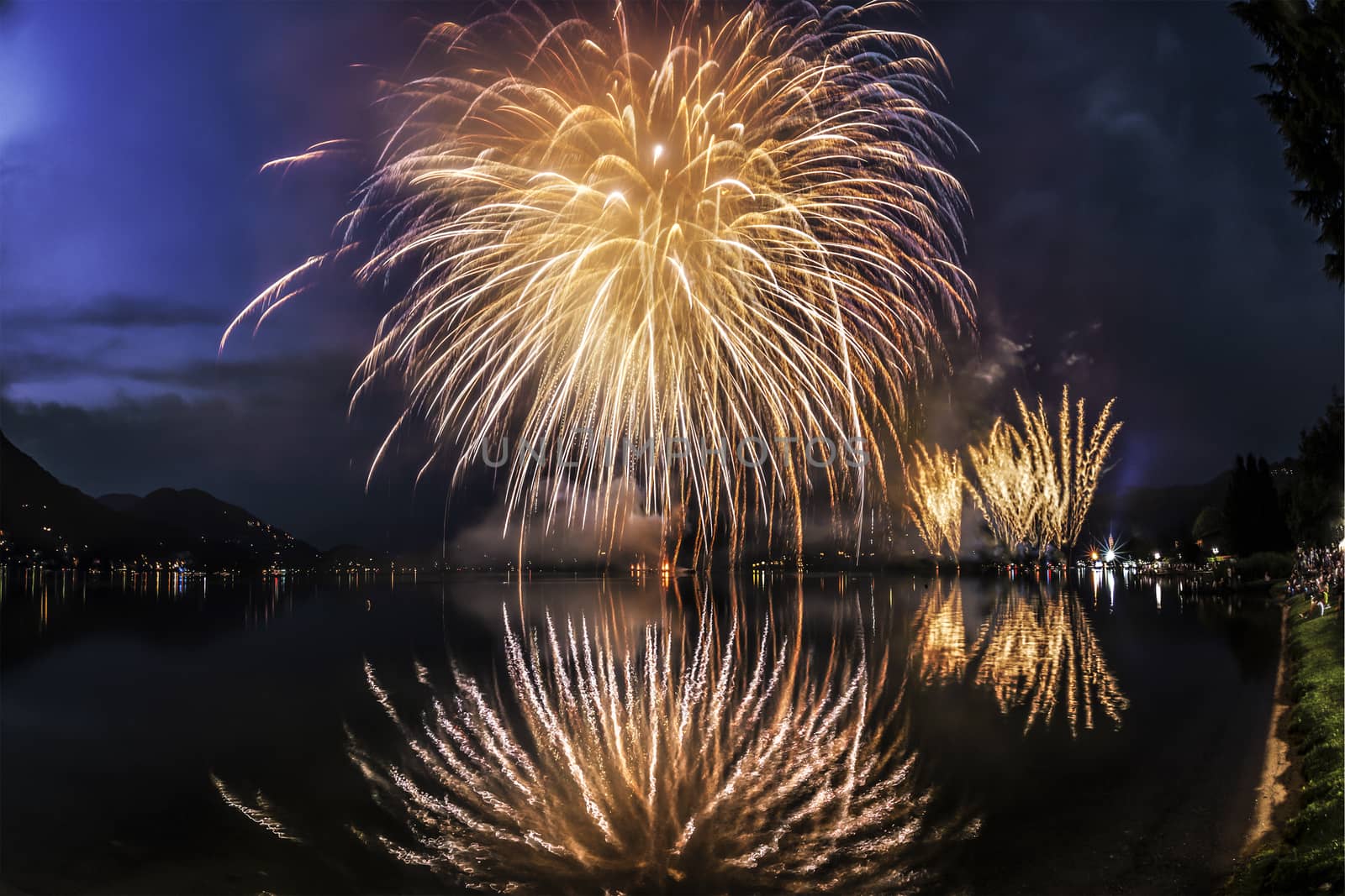 Fireworks on the Lugano Lake, Lavena-Ponte Tresa by Mdc1970