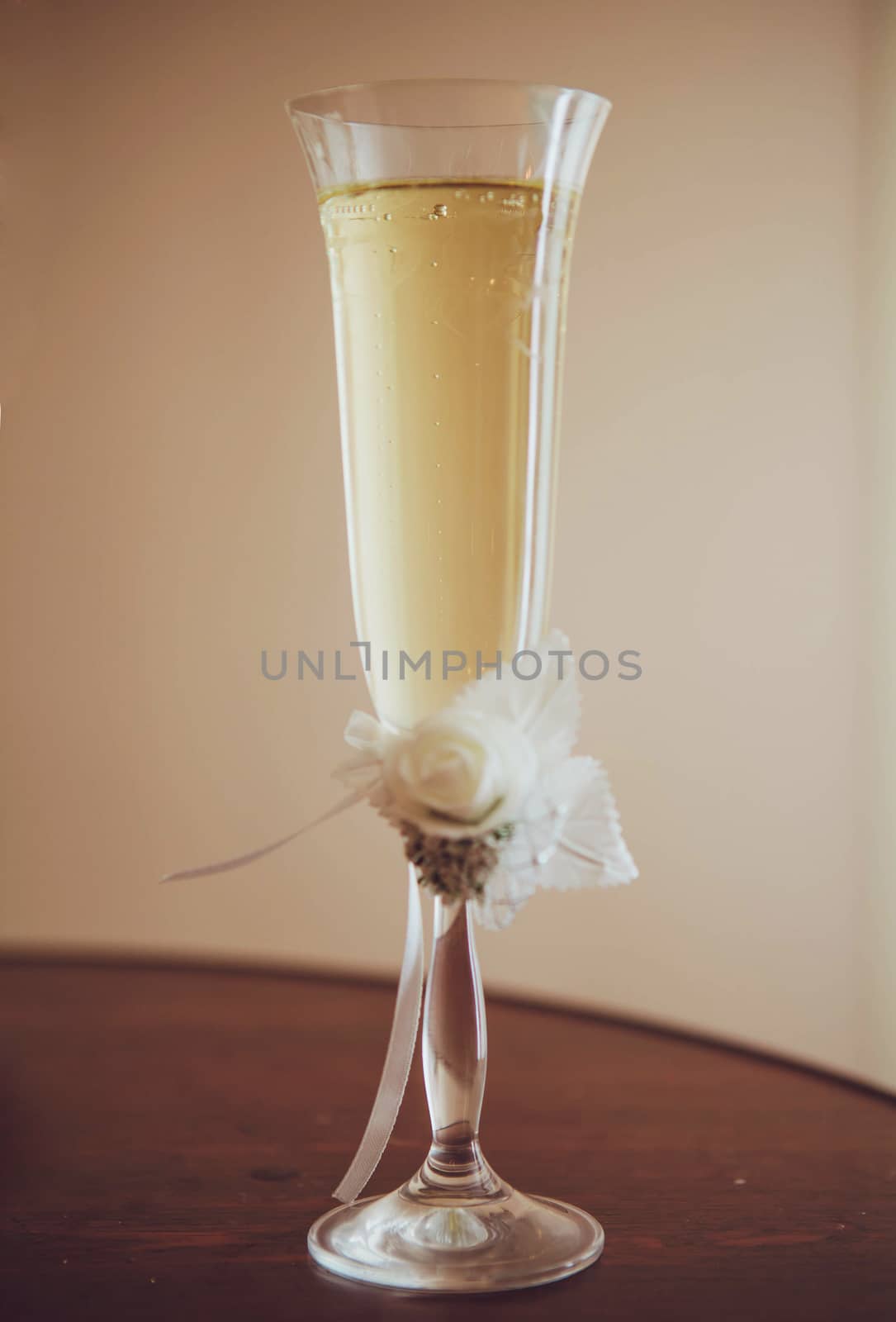 Beautiful glass of champagne in vintage style