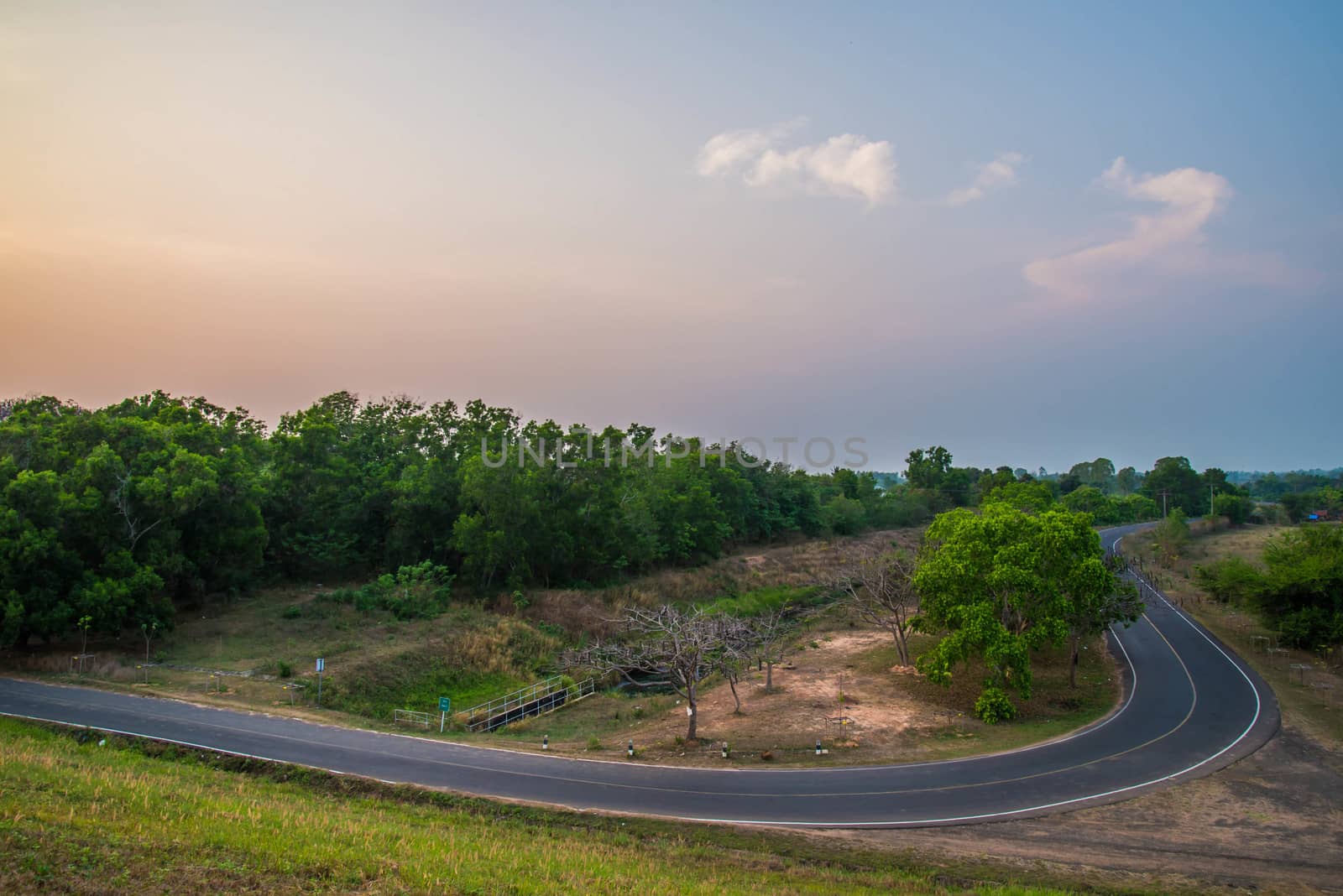 The road on the mountain in the country of Thailand.