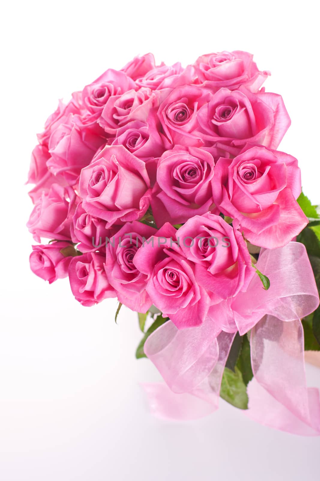 Bouquet of pink roses isolated on white background