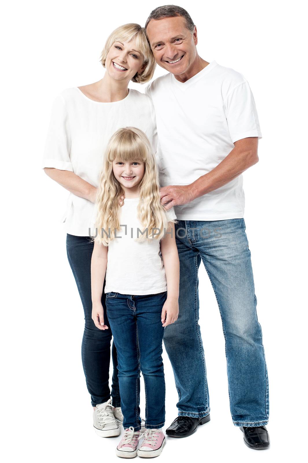 Happy family isolated on white by stockyimages