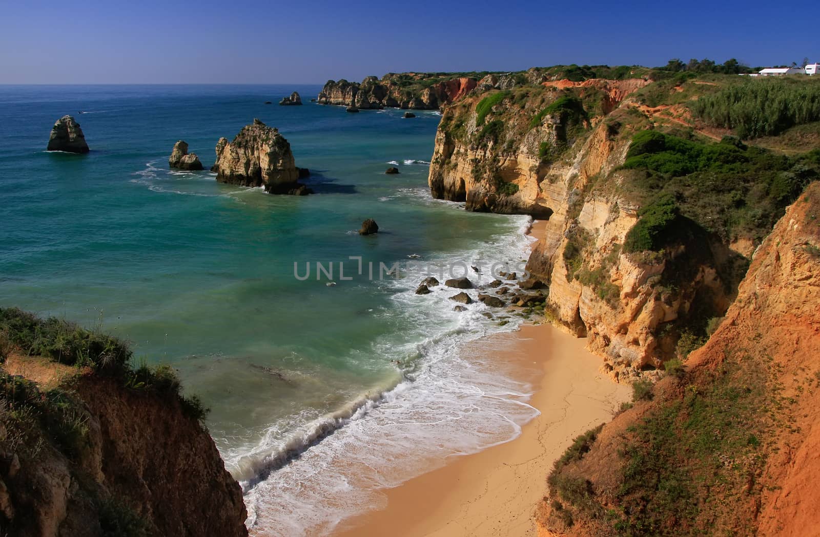 Beautiful cliffs of Ponta de Piedade, Lagos, Algarve region, Portugal 