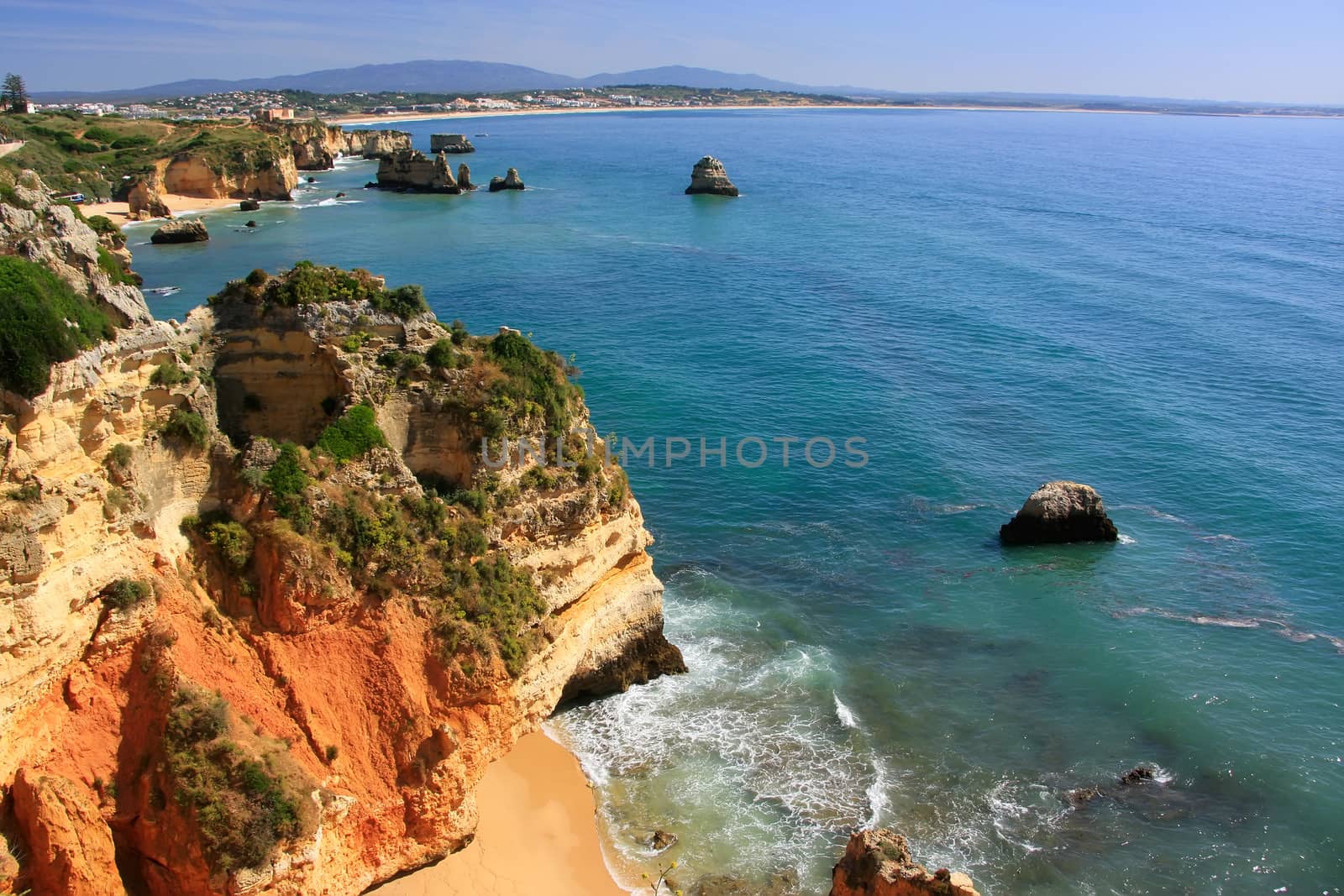 Beautiful cliffs of Ponta de Piedade, Lagos, Algarve region, Portugal 