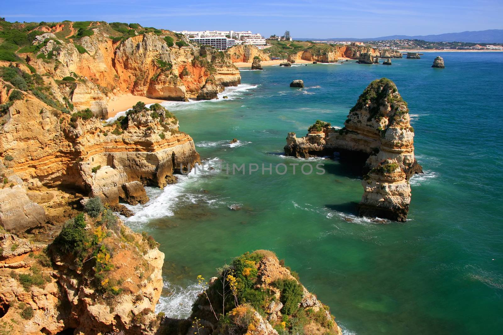 Beautiful cliffs of Ponta de Piedade, Lagos, Algarve region, Portugal 