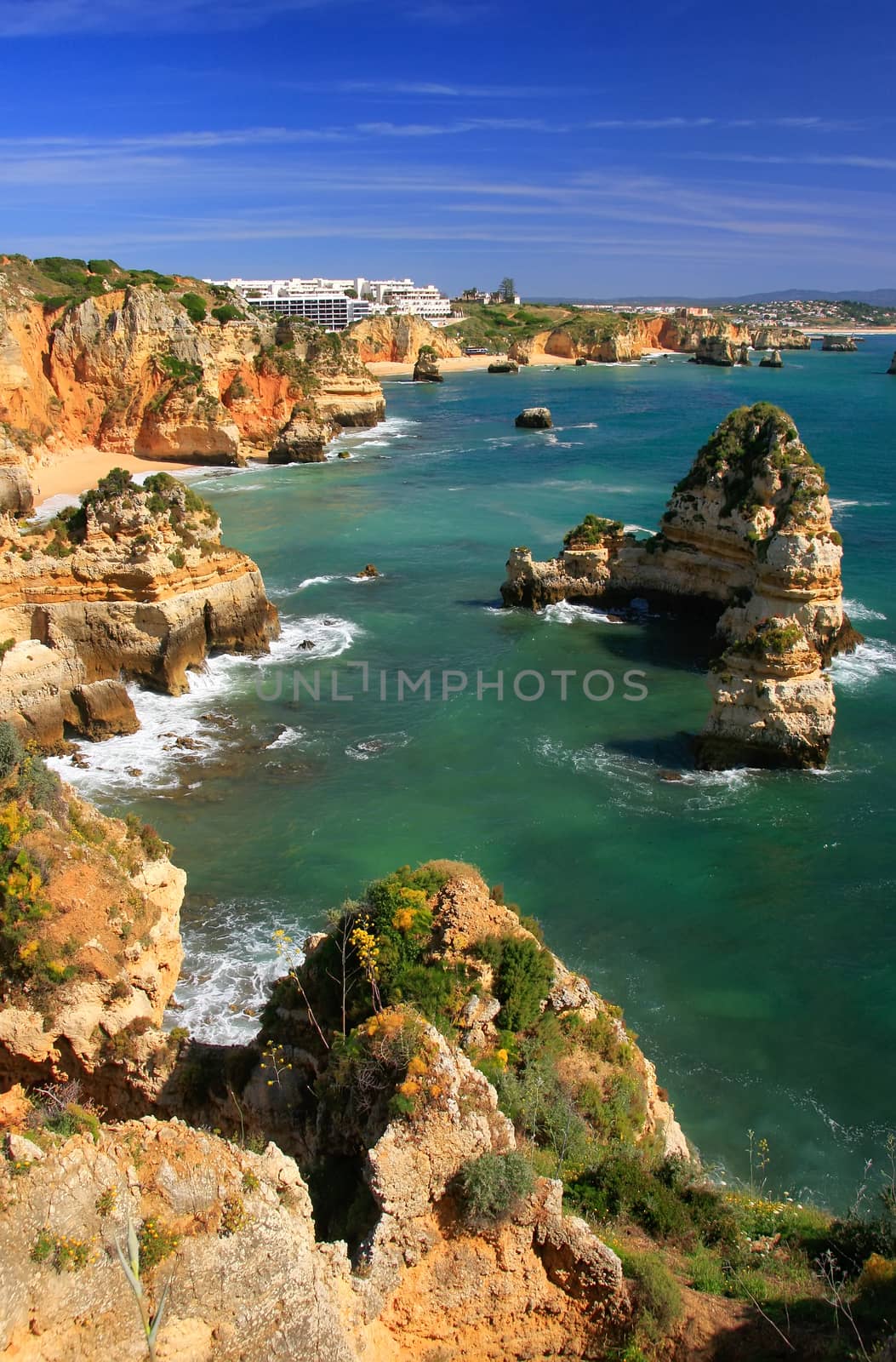 Beautiful cliffs of Ponta de Piedade, Lagos, Algarve region, Portugal 