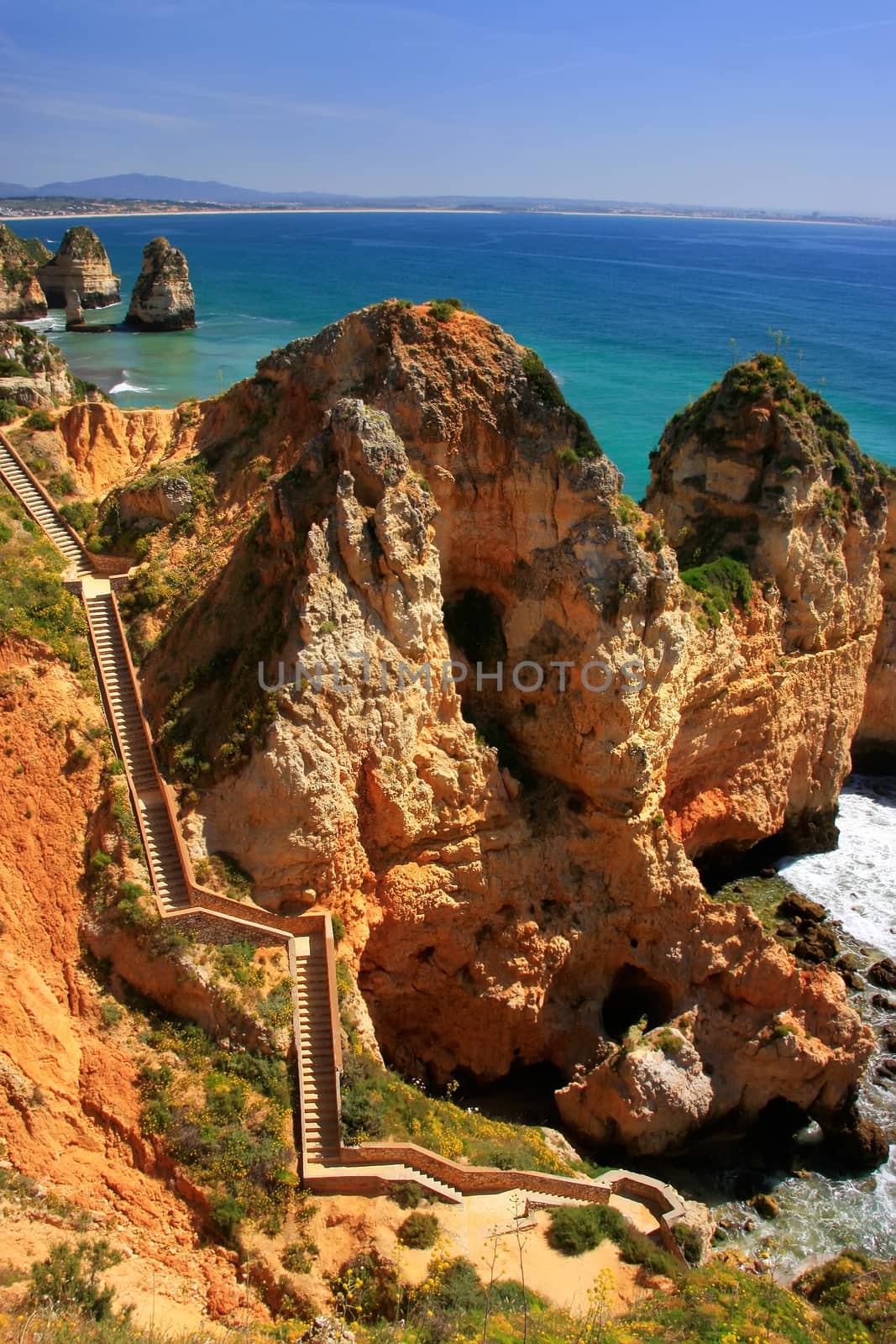 Beautiful cliffs of Ponta de Piedade, Lagos, Algarve region, Portugal 