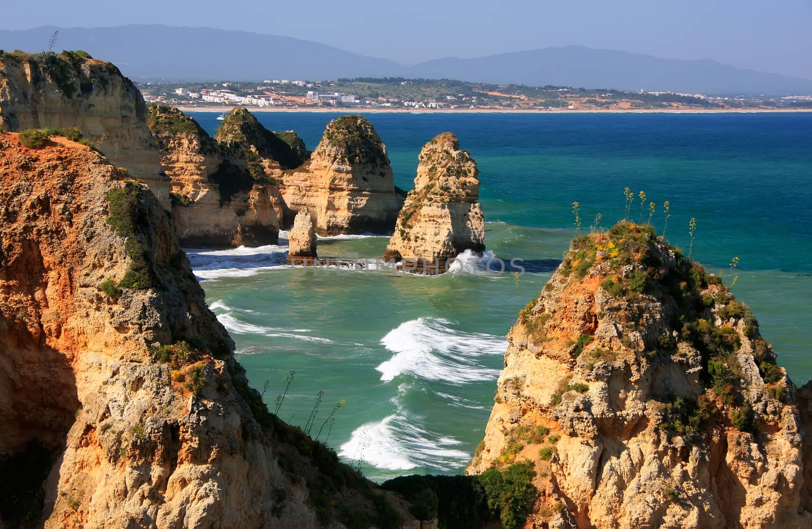 Beautiful cliffs of Ponta de Piedade, Lagos, Algarve region, Portugal 