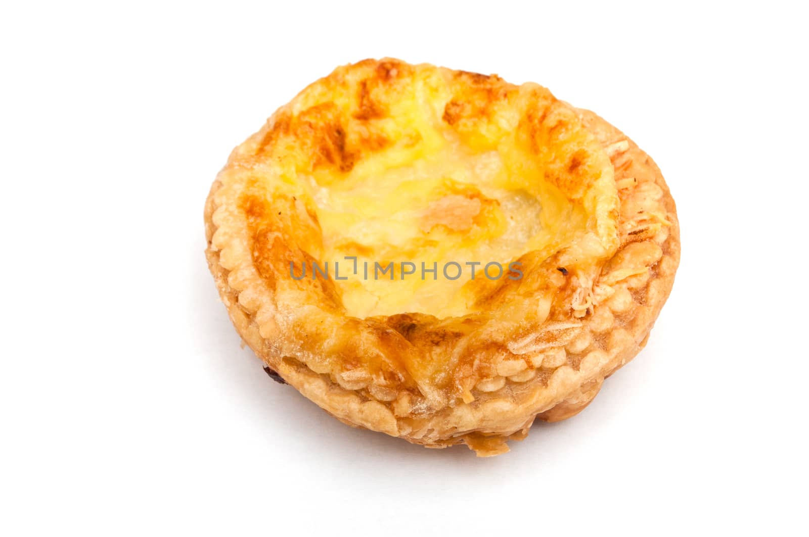 mini quiche with cheese on white background