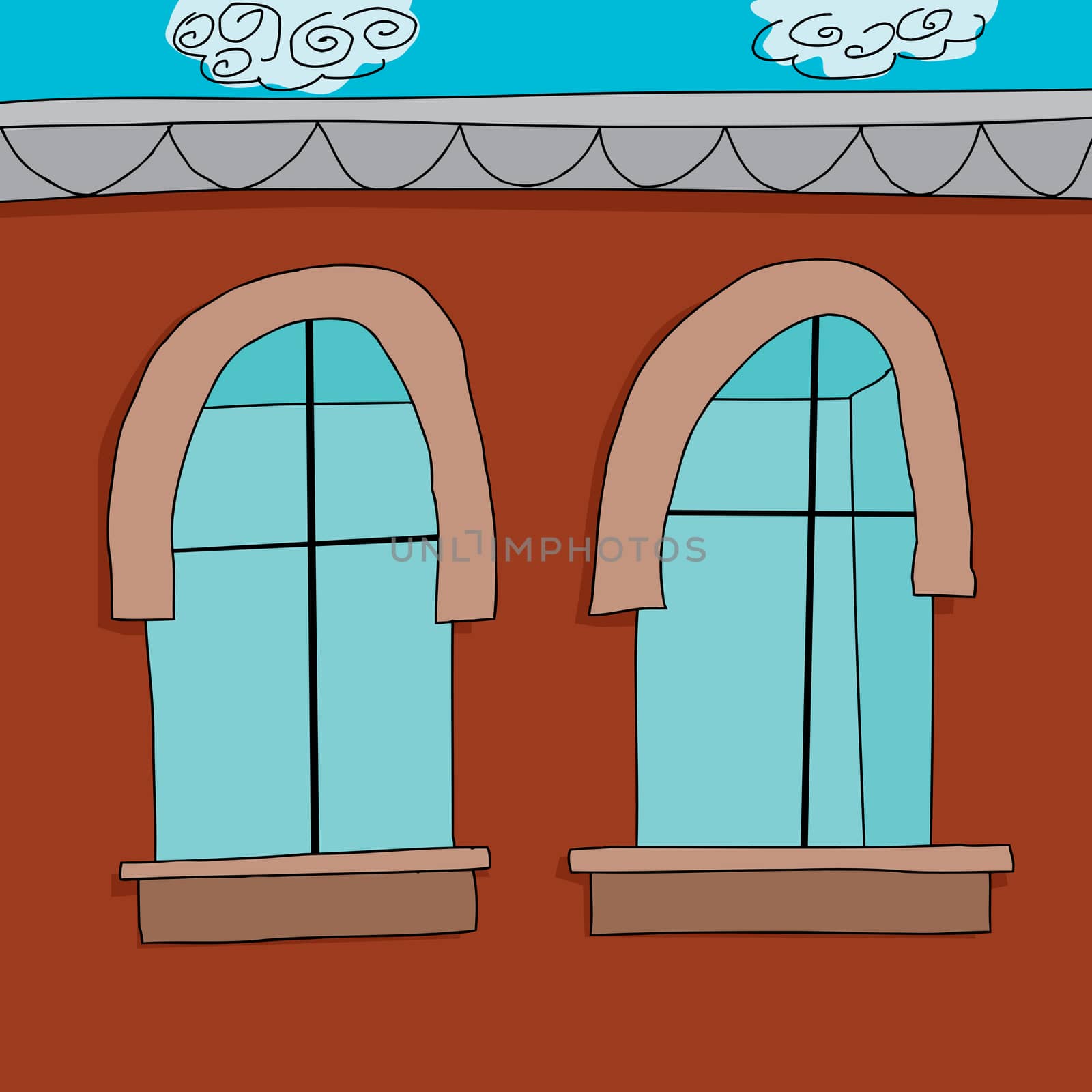 Window view of empty apartment cartoon background