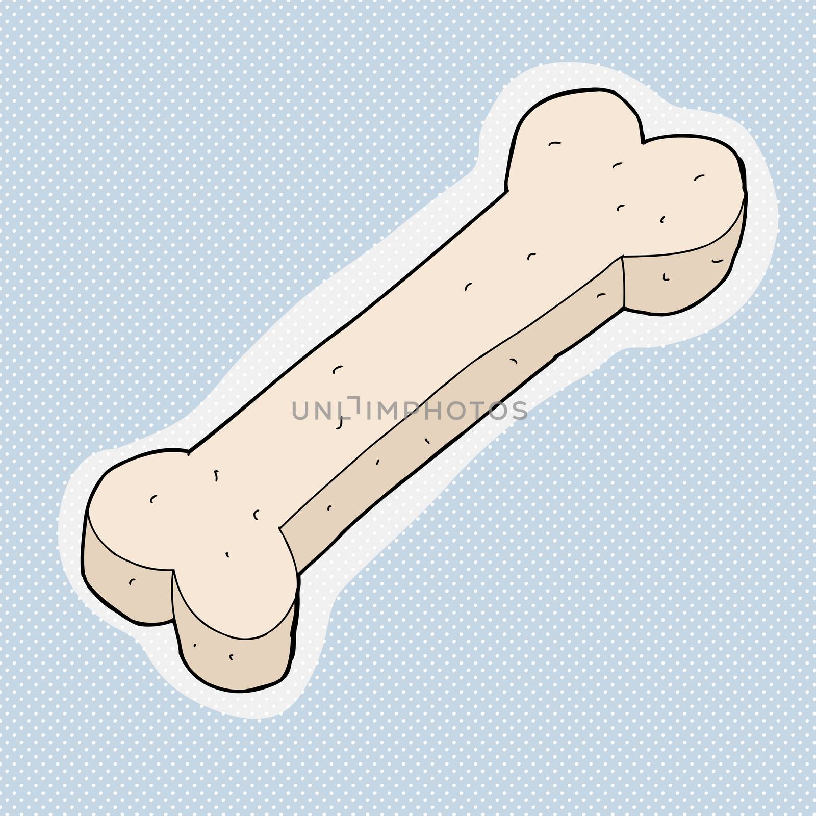 Dog biscuit cartoon over blue halftone background