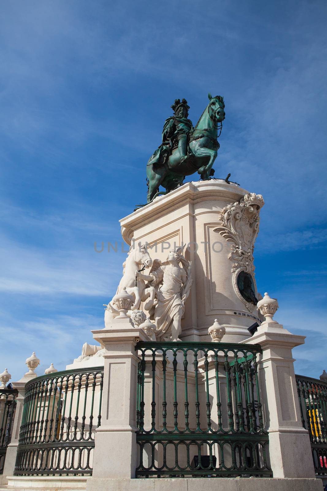 Bronze statue of King Jose I from 1775 on the Commerce Square, Lisbon, Portugal.