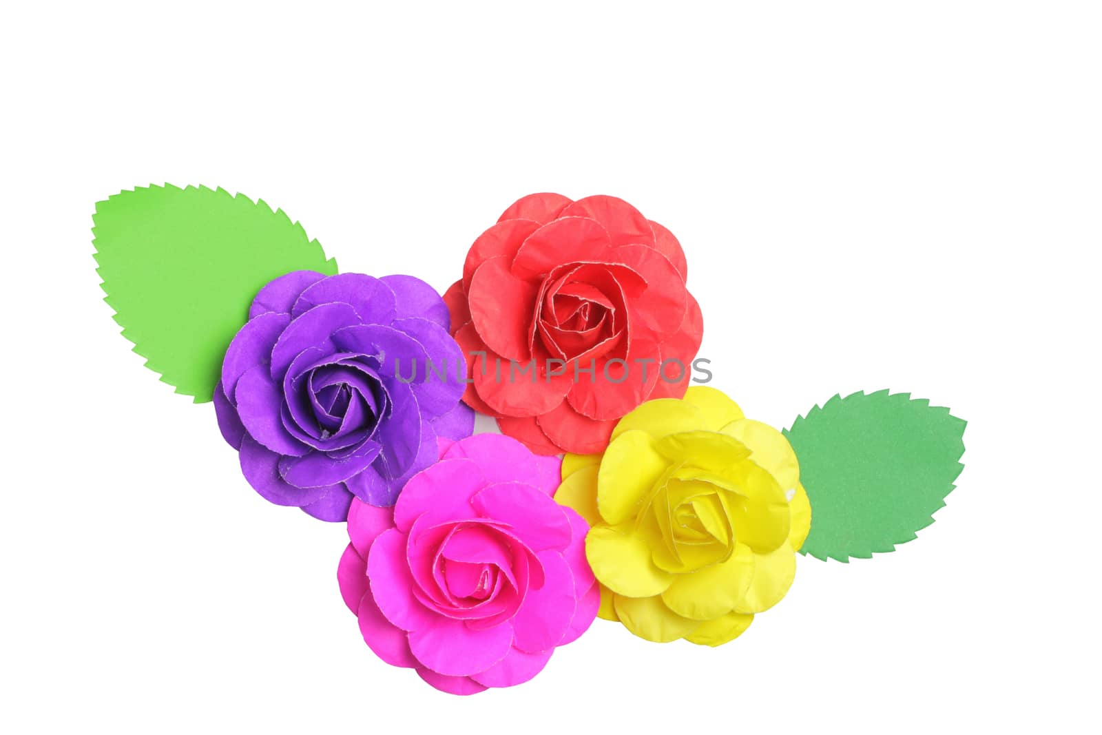 Paper rose on white background, clipping path