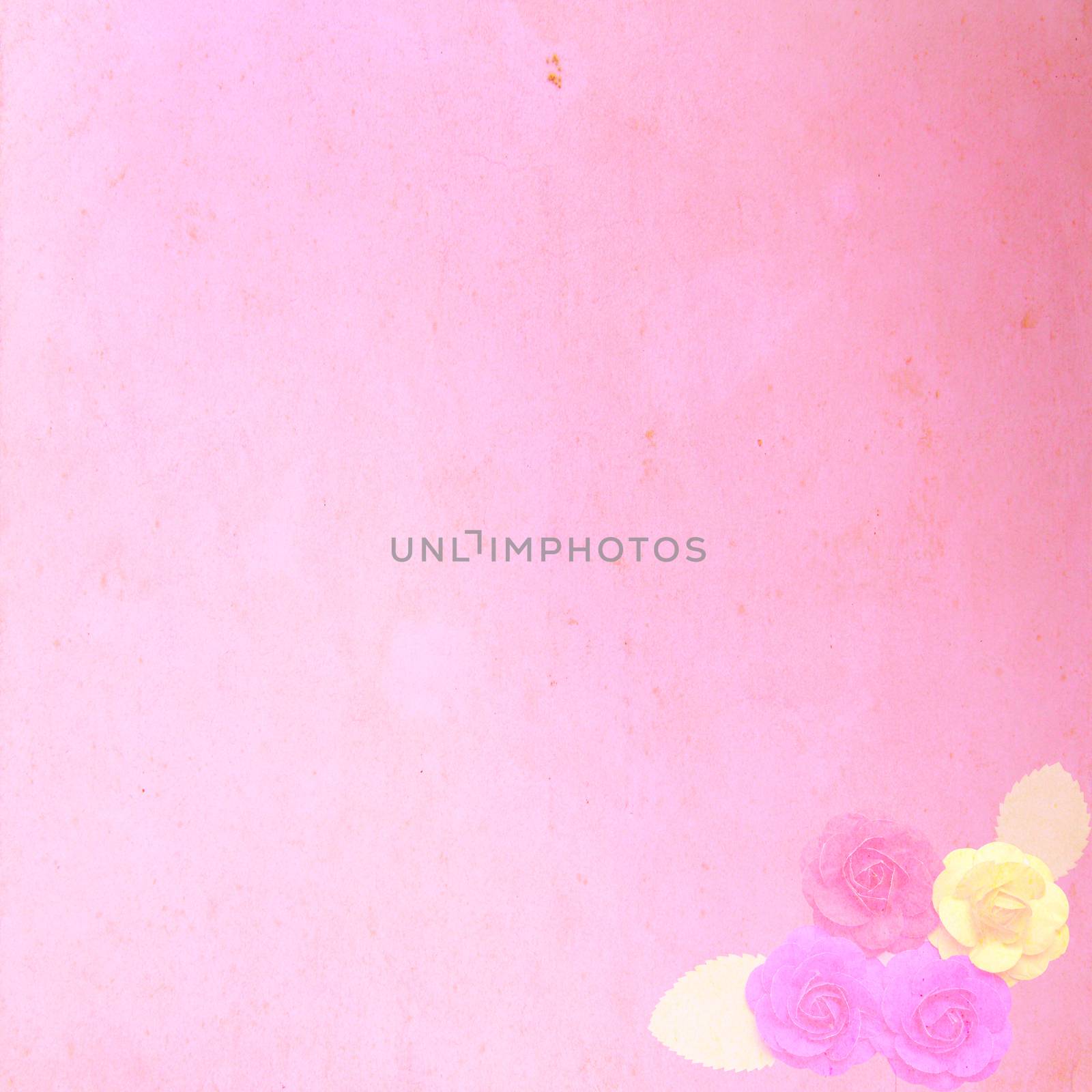 Pink Old paper with flower for background