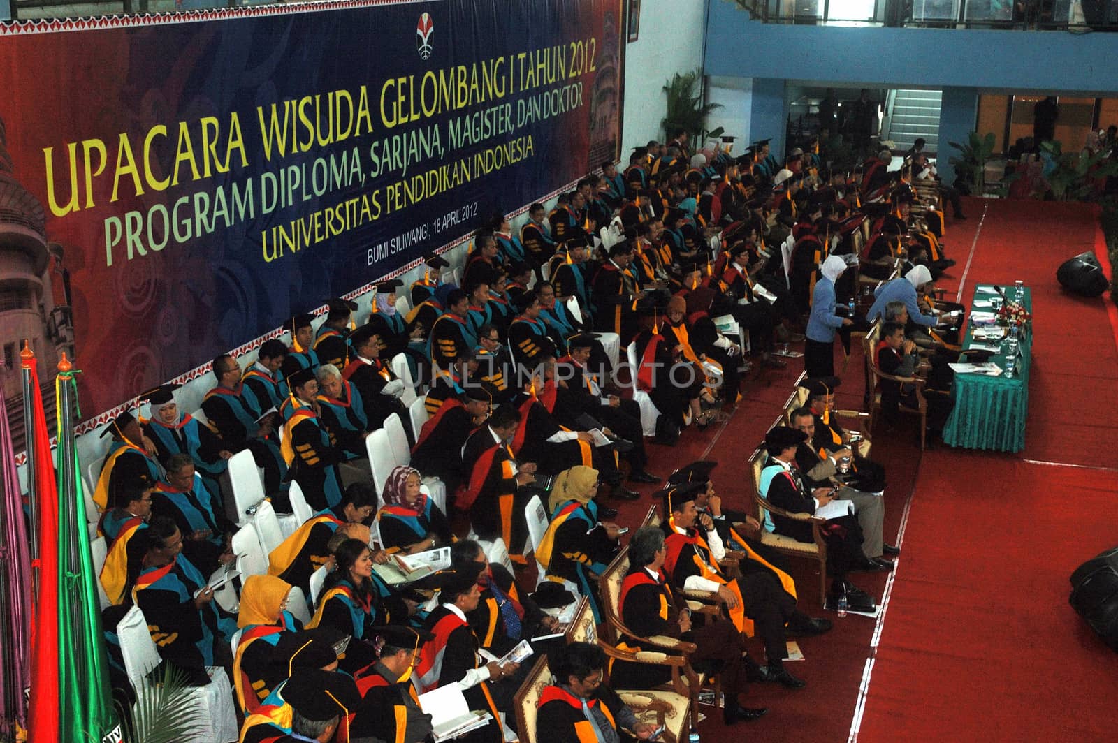 bandung, indonesia-april 18, 2012: college graduation of universitas pendidikan indonesia.