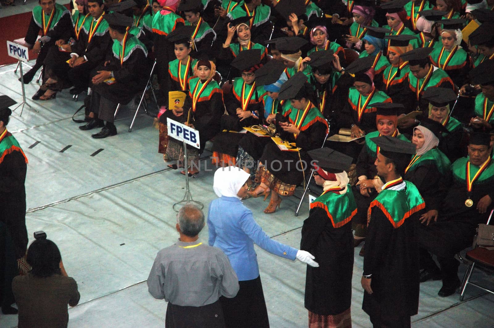 bandung, indonesia-april 18, 2012: college graduation of universitas pendidikan indonesia.