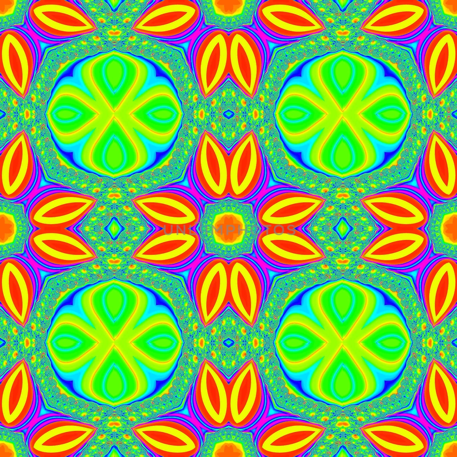 Digital computer graphic - seamless fractal ornament with flowers for design.