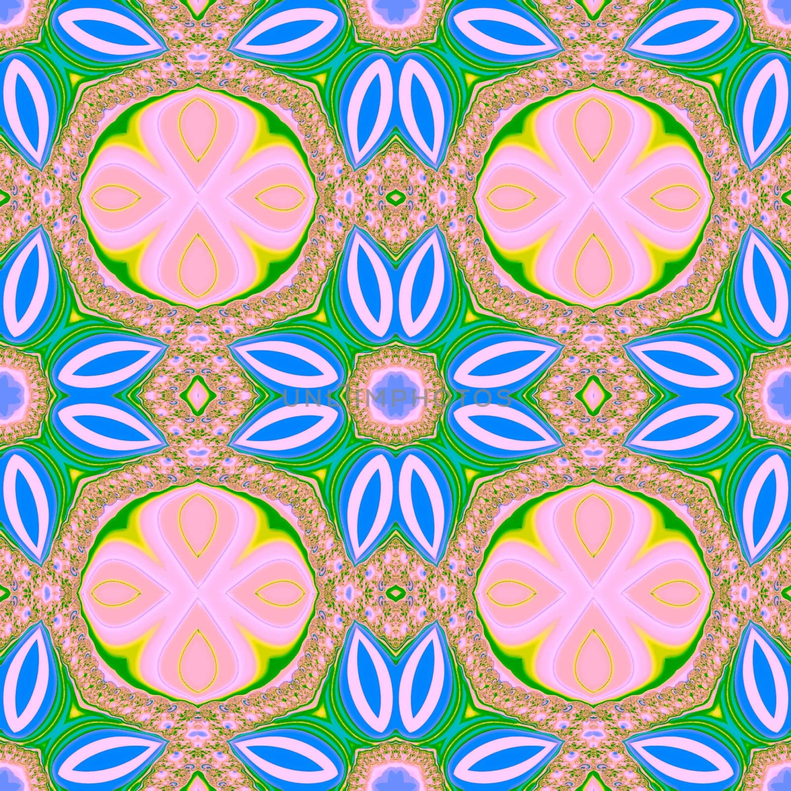 Digital computer graphic - seamless fractal ornament with flowers for design.