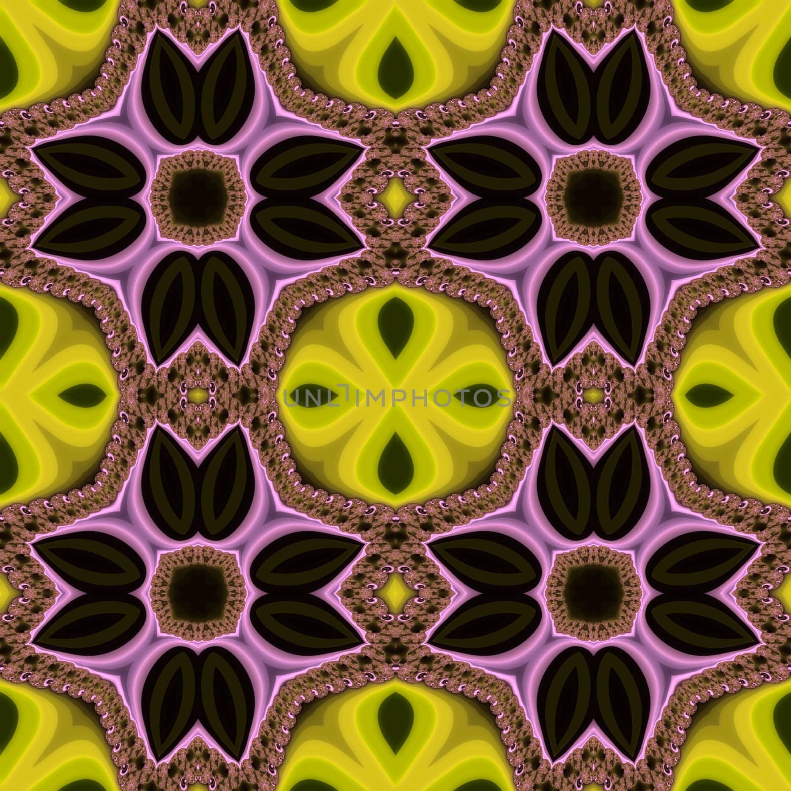 Digital computer graphic - seamless fractal ornament with flowers for design.